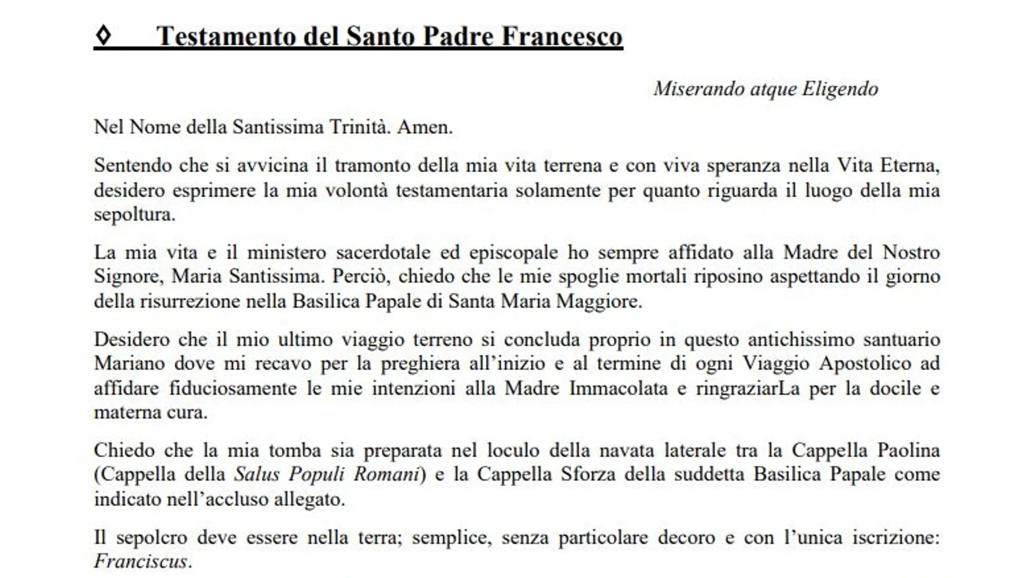 The Vatican has released Pope Francis' final testament (Vatican)