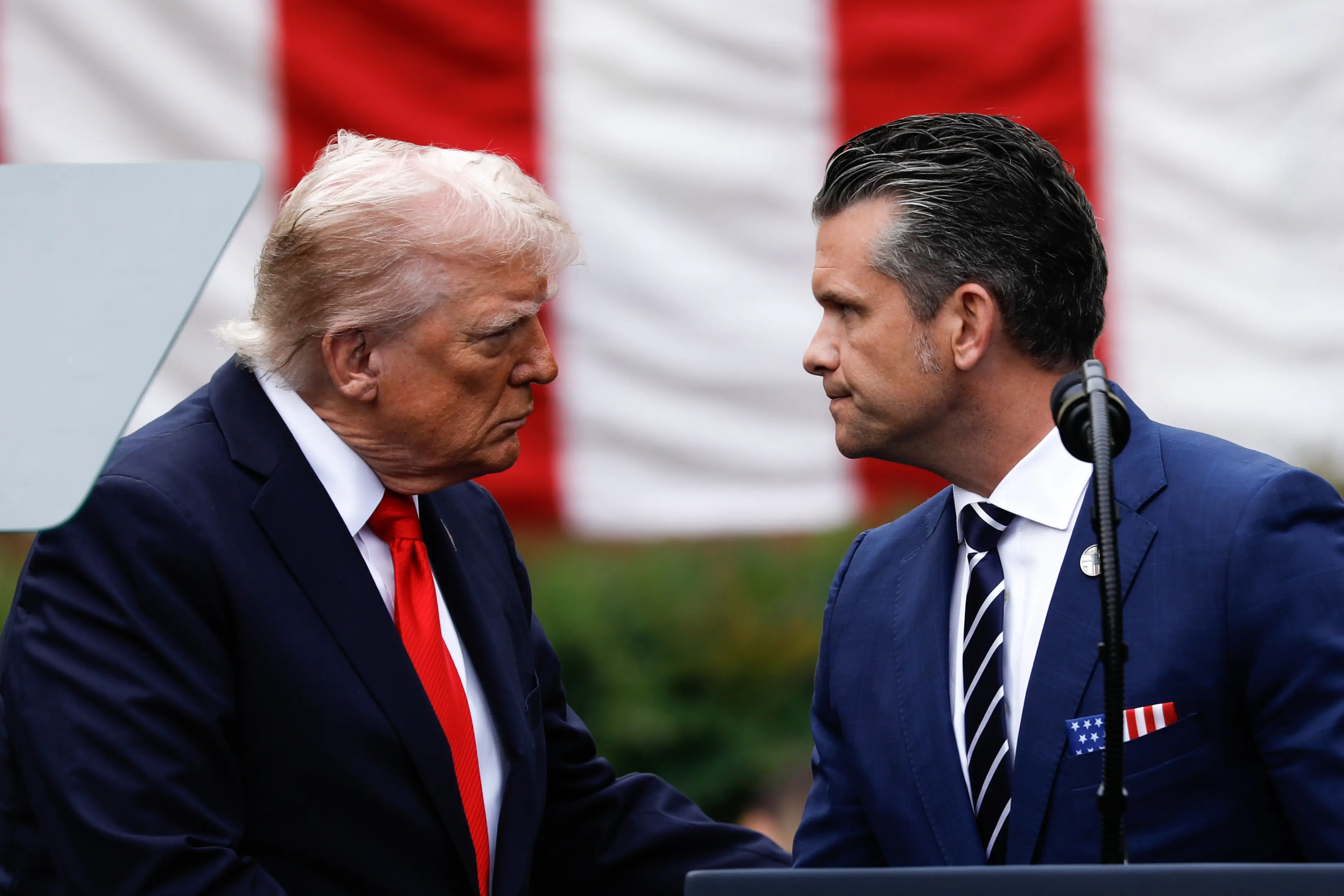 Donald Trump and Secretary of War Pete Hegseth have had strong words for the military (Photo by Yasin Ozturk /Anadolu via Getty Images)