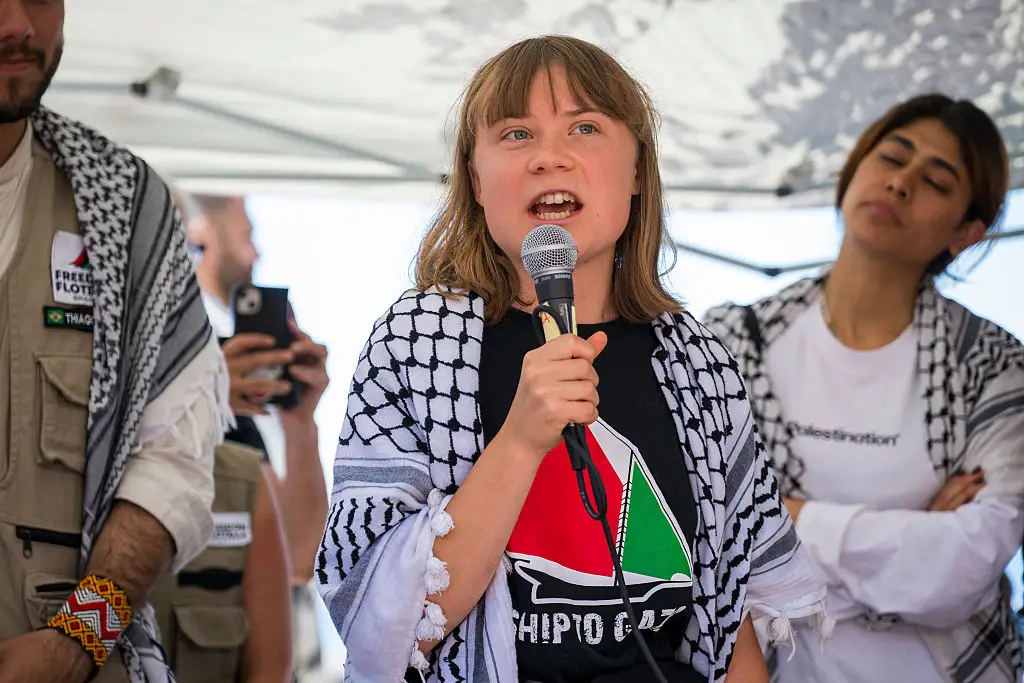 Greta Thunberg along with 11 other activists  were making their way to Gaza with humanitarian aid when Israeli forces seized their vessel (Fabrizio Villa / Stringer / Getty Images)