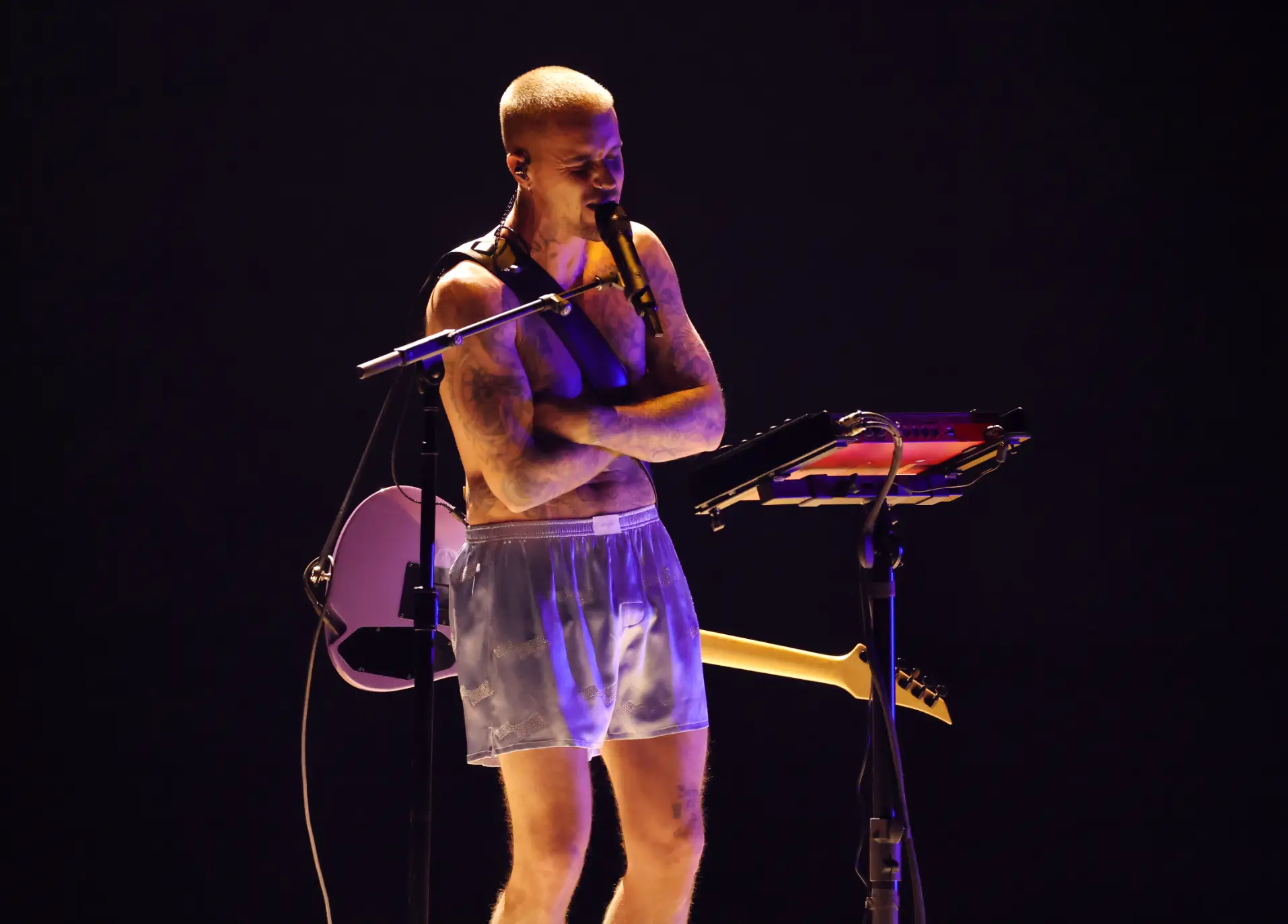 Justin Bieber performed 'YUKON' at the Grammys yesterday wearing just his underwear and a pair of socks (Kevin Winter/Getty Images for The Recording Academy)