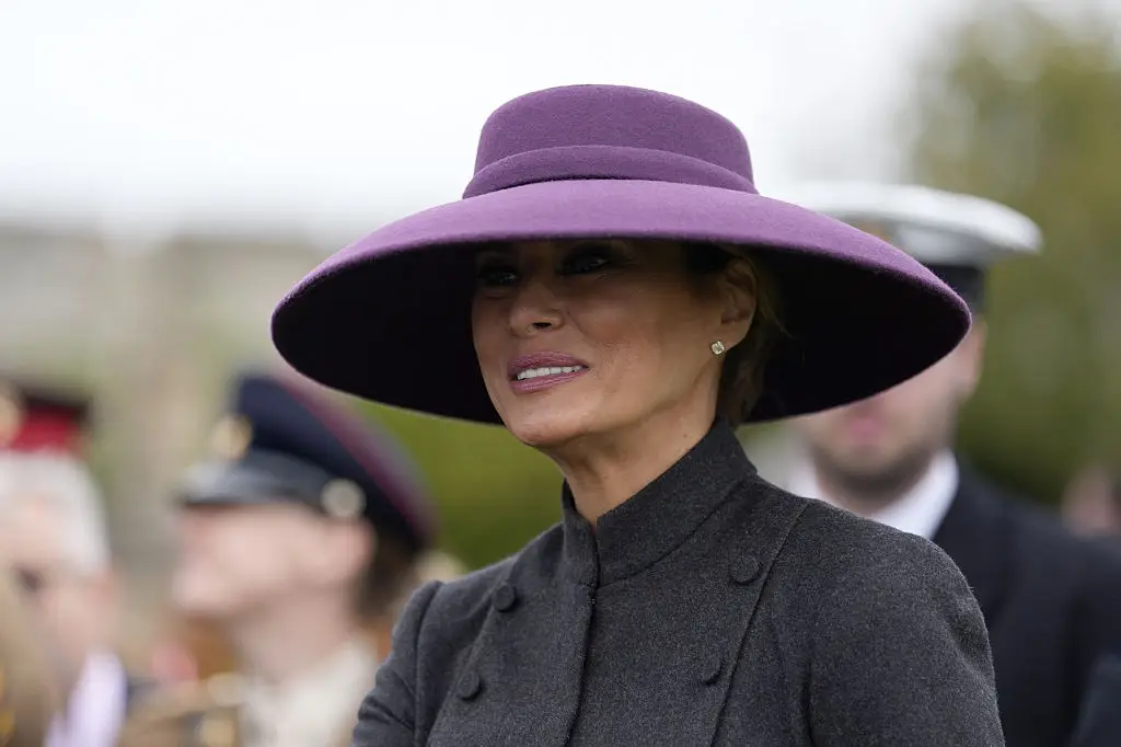 She wore another remarkable hat while visiting the UK  (Photo by Andrew Matthews - WPA Pool/Getty Images)