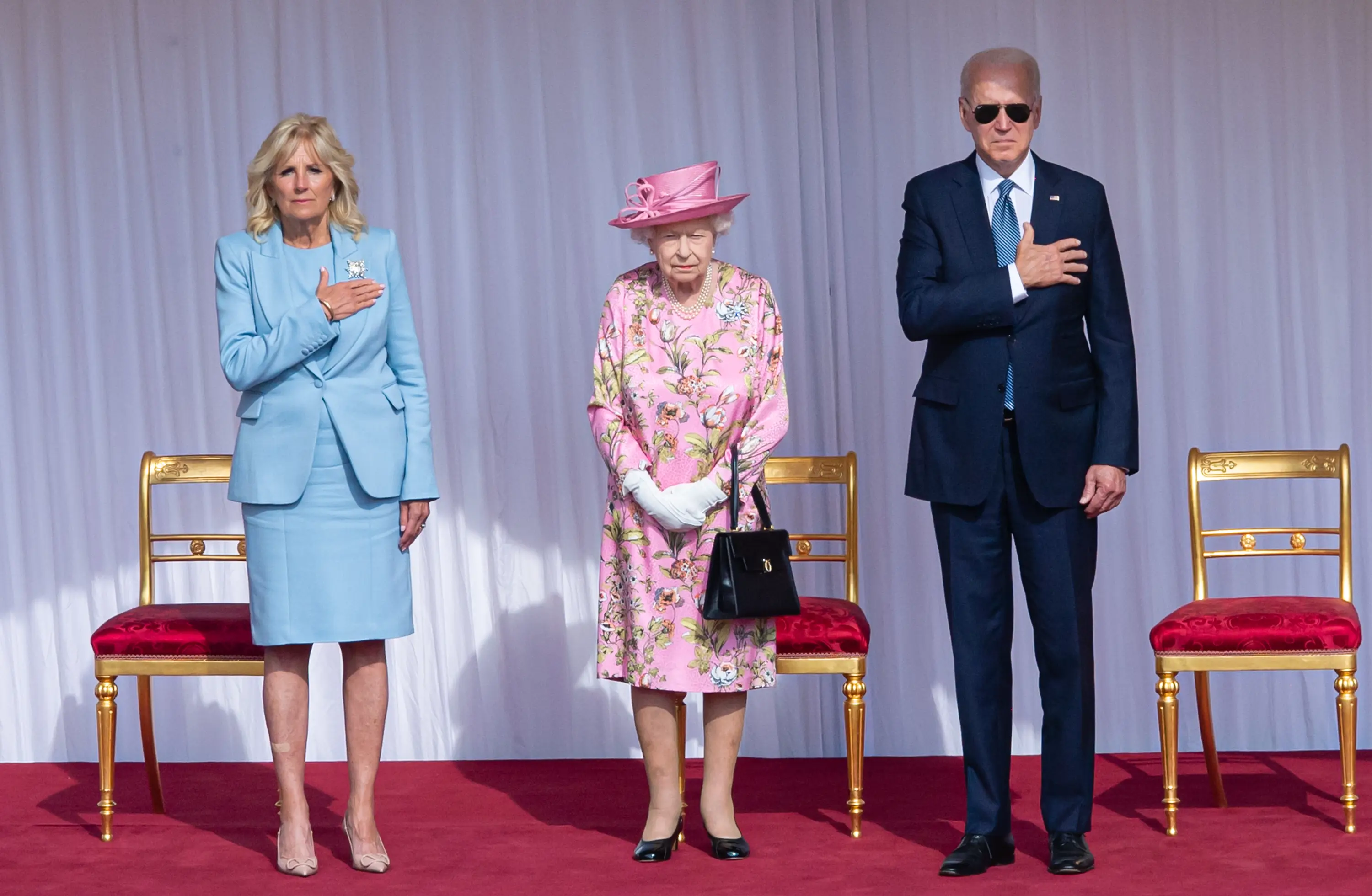 They might have broken protocol, but the sunglasses do really work. (Samir Hussein - Pool/WireImage)