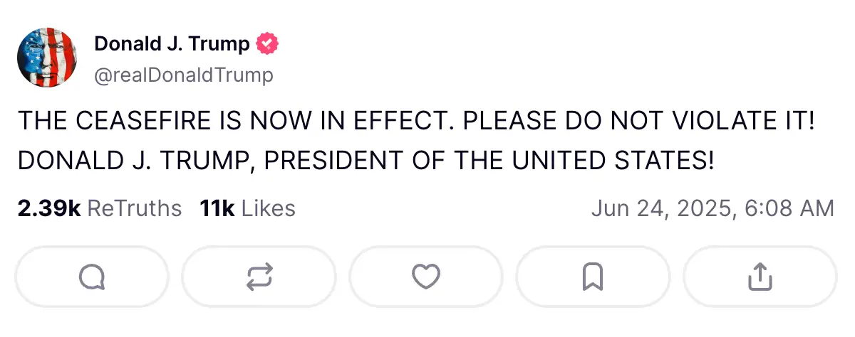 Trump issued his plea online (Truth Social)
