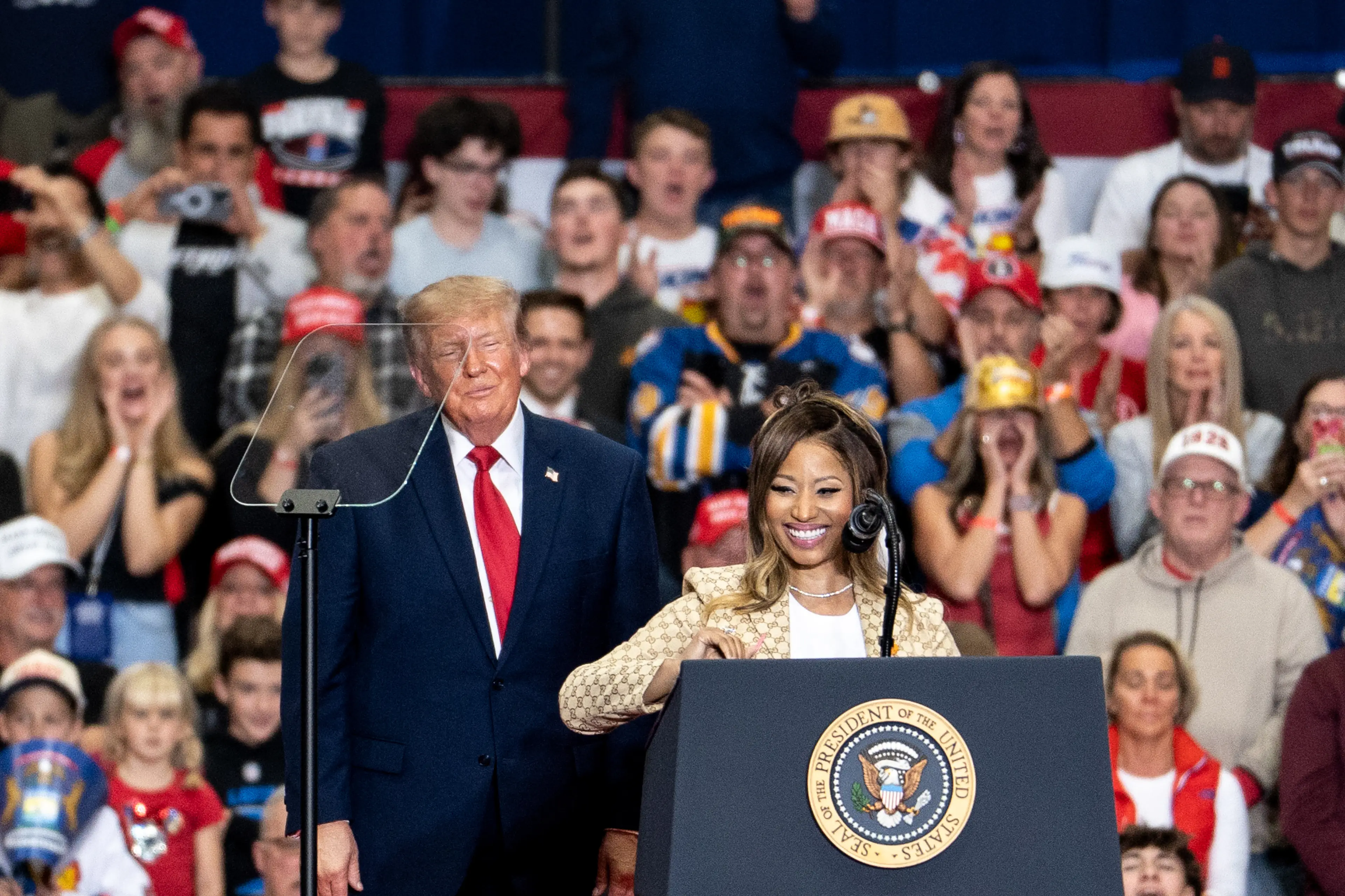 Nicki Minaj pledged her support to Donald Trump ahead of the midterms (Sarah Rice/Bloomberg via Getty Images)