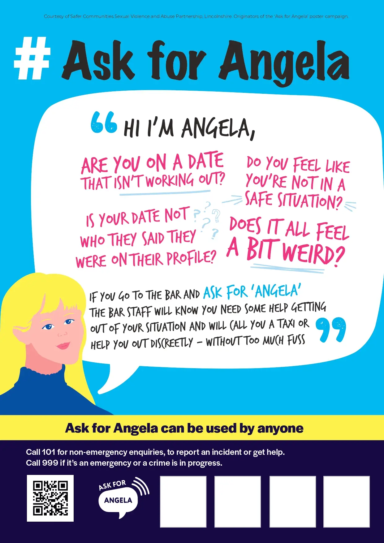 Ask for Angela has a bunch of free resources on their website (Ask for Angela)