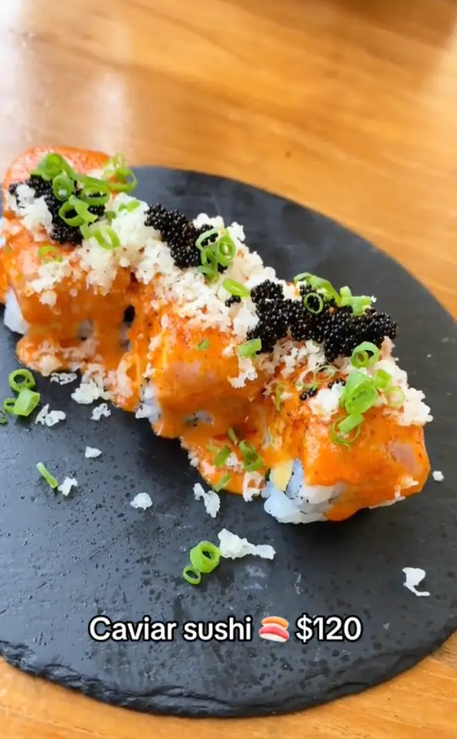 She splashed out on sushi, too.