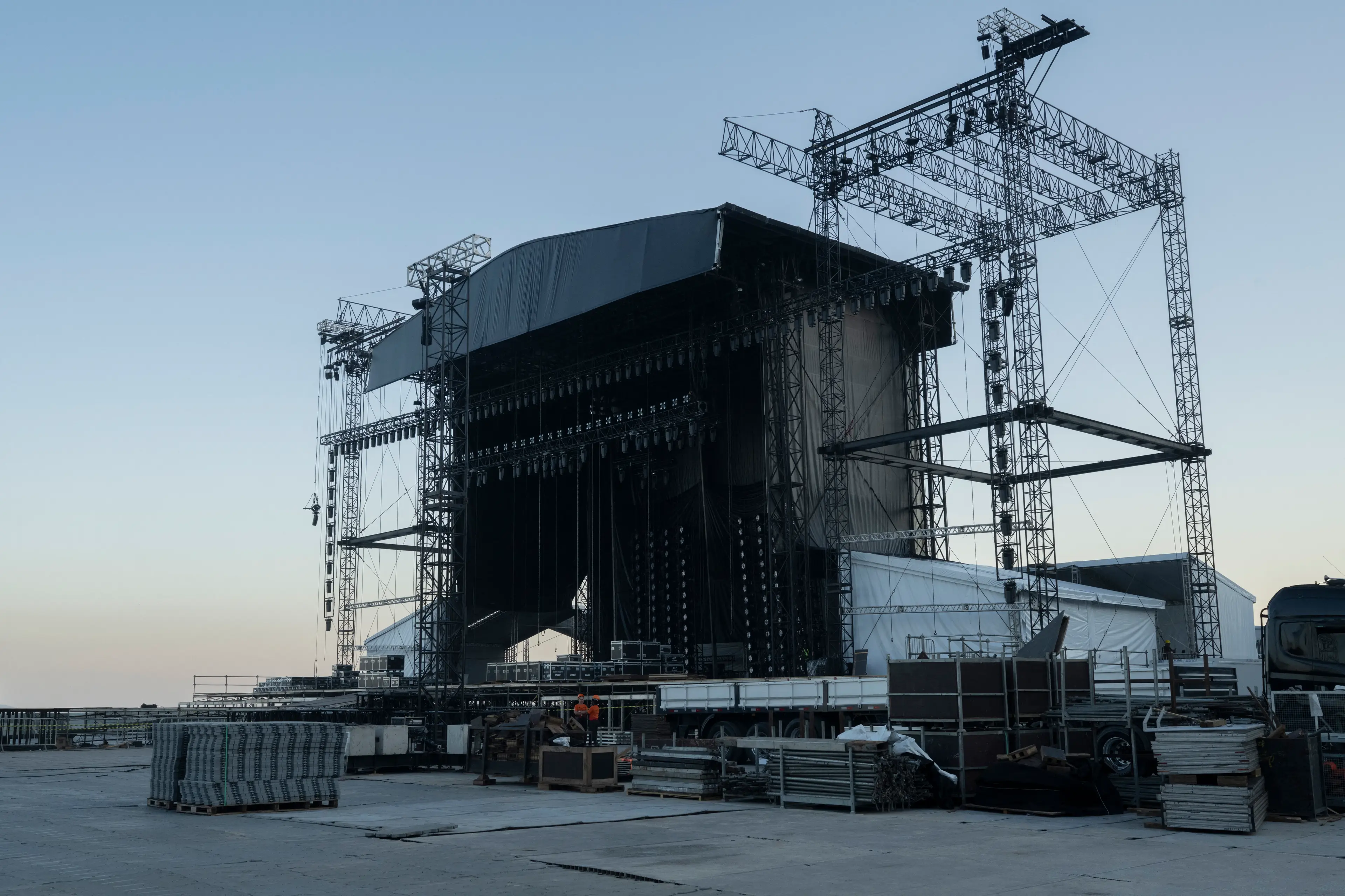 The victim is a local construction worker who was helping to build the stage for the concert (Pablo PORCIUNCULA / AFP via Getty Images)