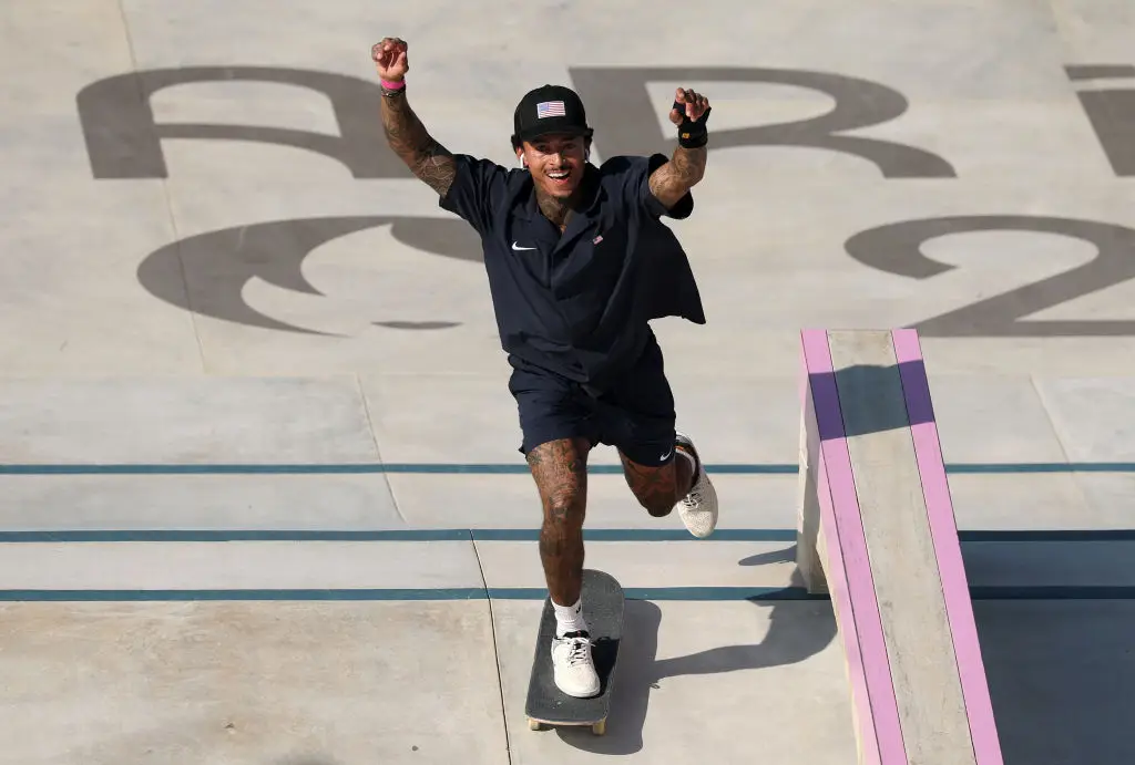 Nyjah Huston took home the bronze medal at the Paris Olympic Games (Patrick Smith/Getty Images)