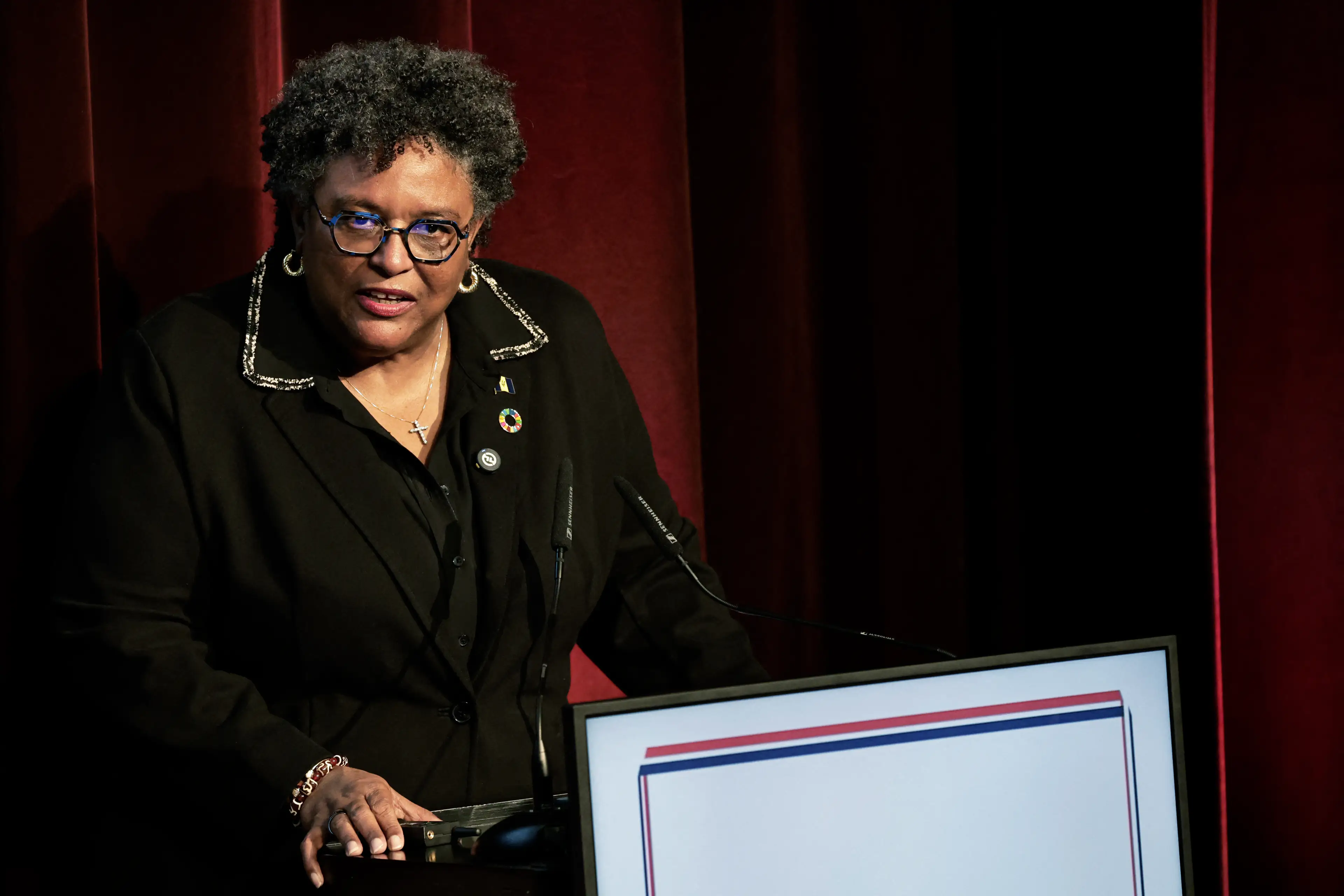 Mia Mottley is a politician and lawyer (STEPHANE DE SAKUTIN / AFP via Getty Images)