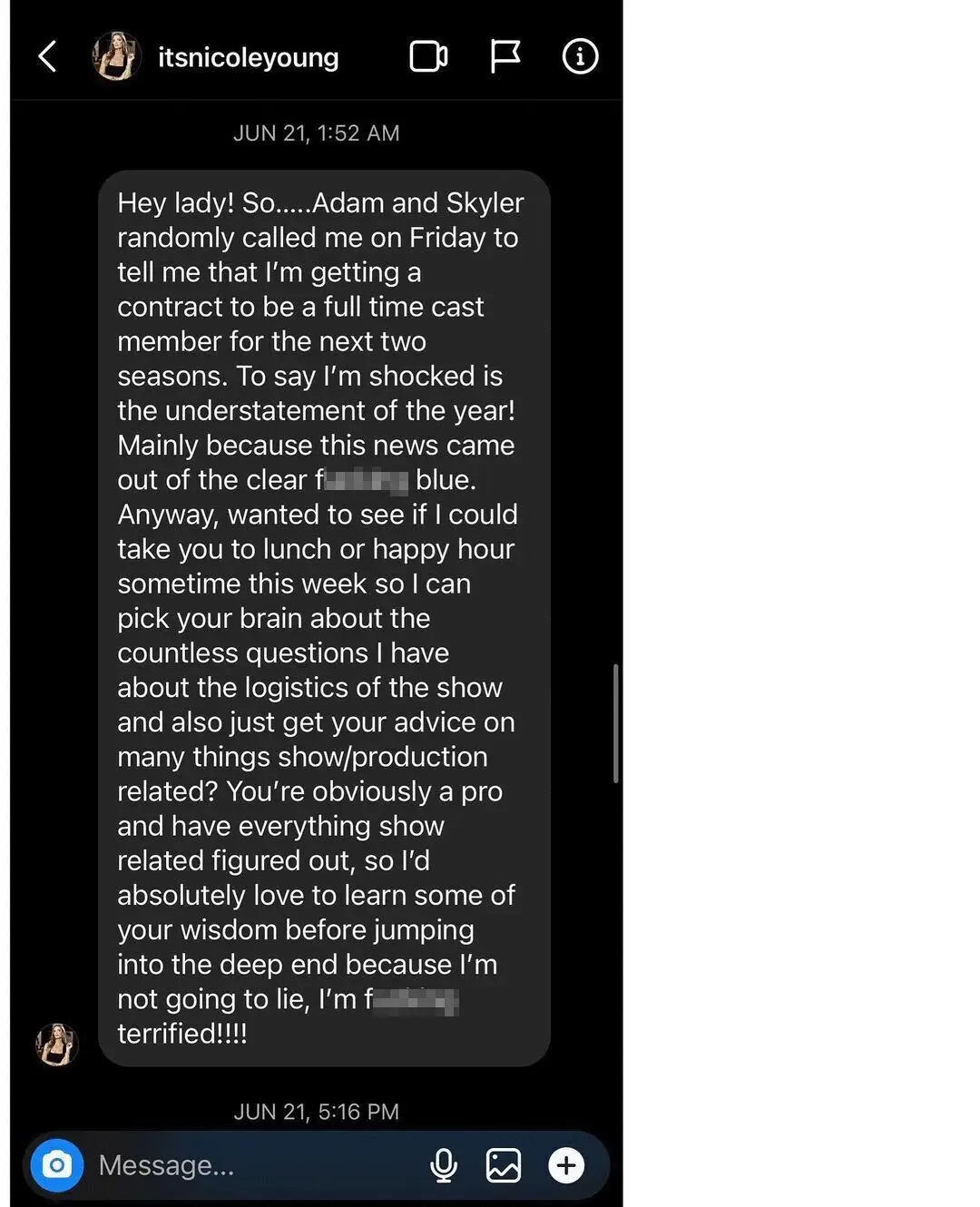 Chrishell Stause posted screenshots of their early conversation on Instagram.