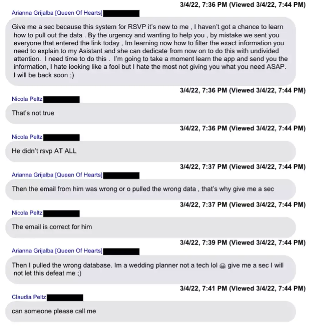 It’s understood that the couple went through three different wedding planners (CIRCUIT COURT OF THEELEVENTH JUDICIAL CIRCUIT IN ANDFOR MIAMI-DADE COUNTY, FLORIDA)