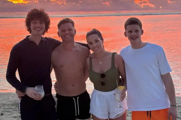 Kate with her husband Jeff Brazier and his two sons Bobby and Freddy.