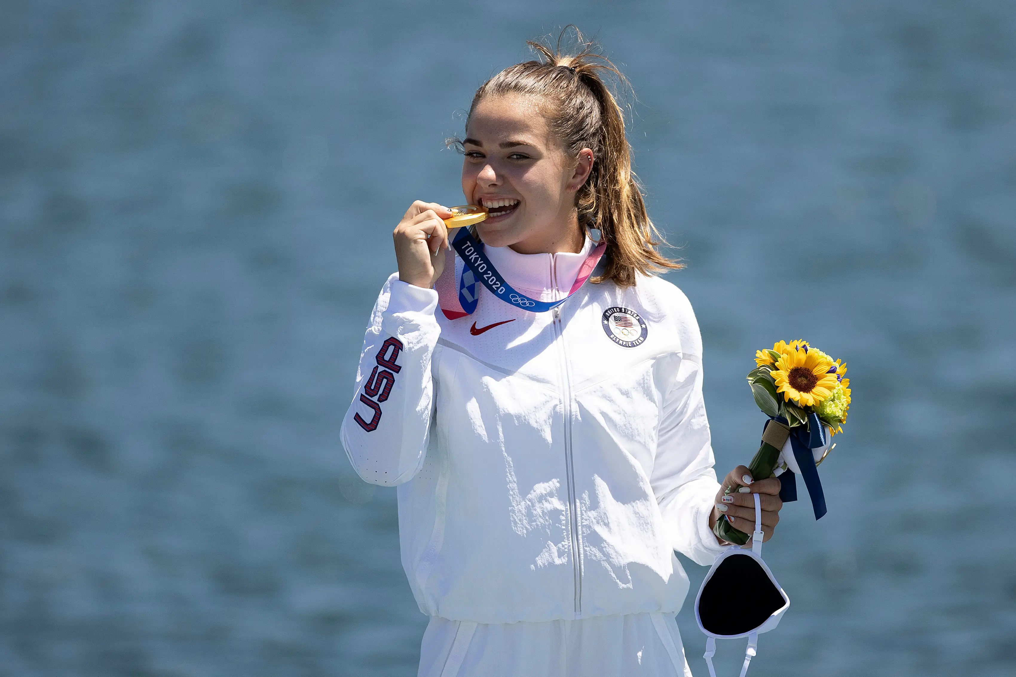 Nevin Harrison celebrated her gold with a tattoo. (Laurence Griffiths/Getty Images)