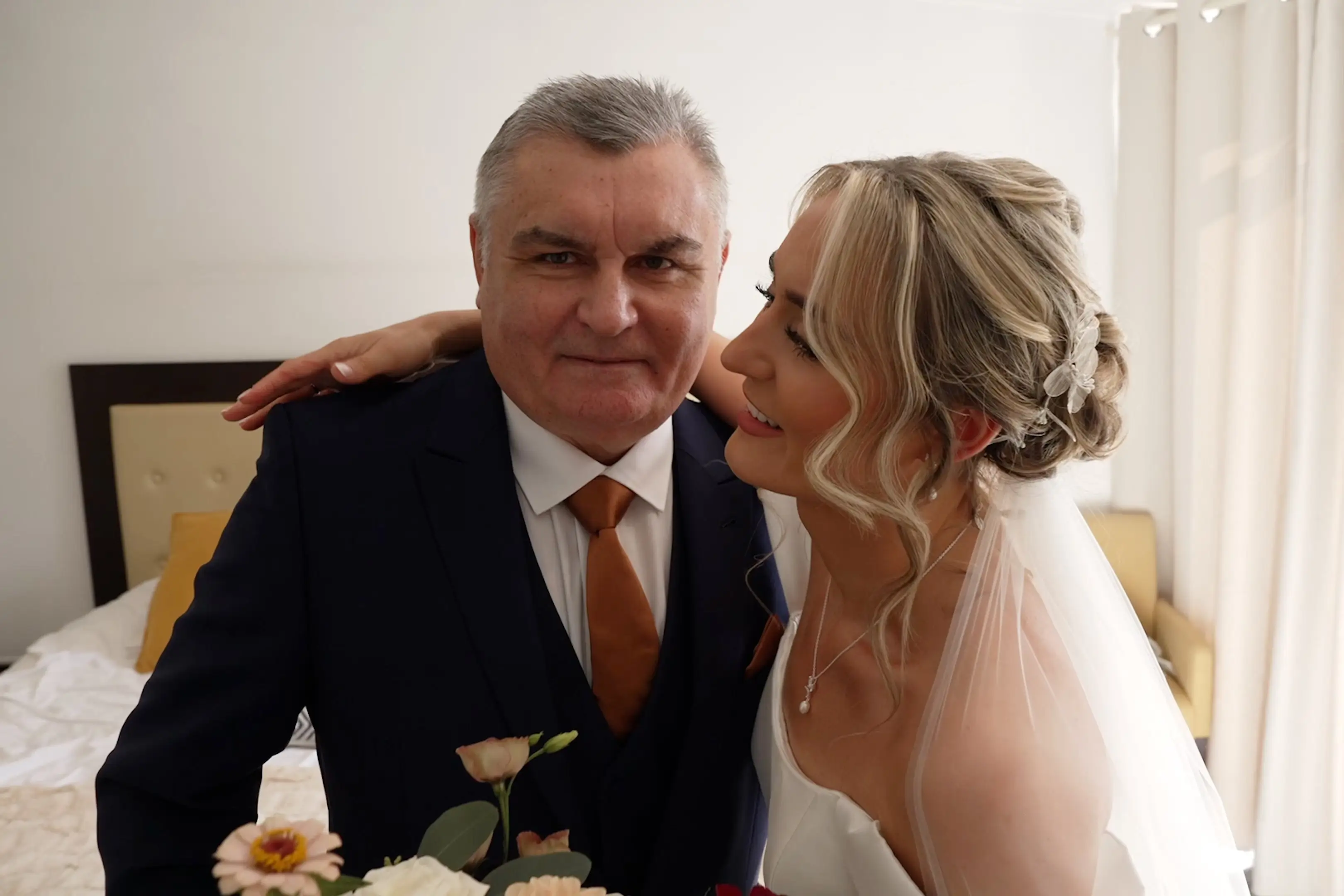 Fortunately Amy saw the funny side when her father walked down the aisle without her (SWNS)