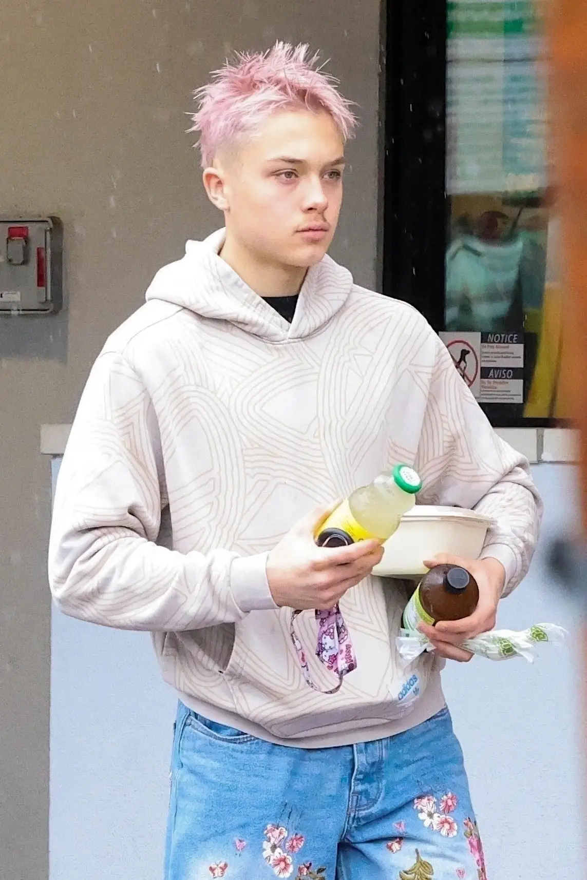 The 17-year-old has undergone a hair transformation, switching to a pastel pink look (Backgrid)