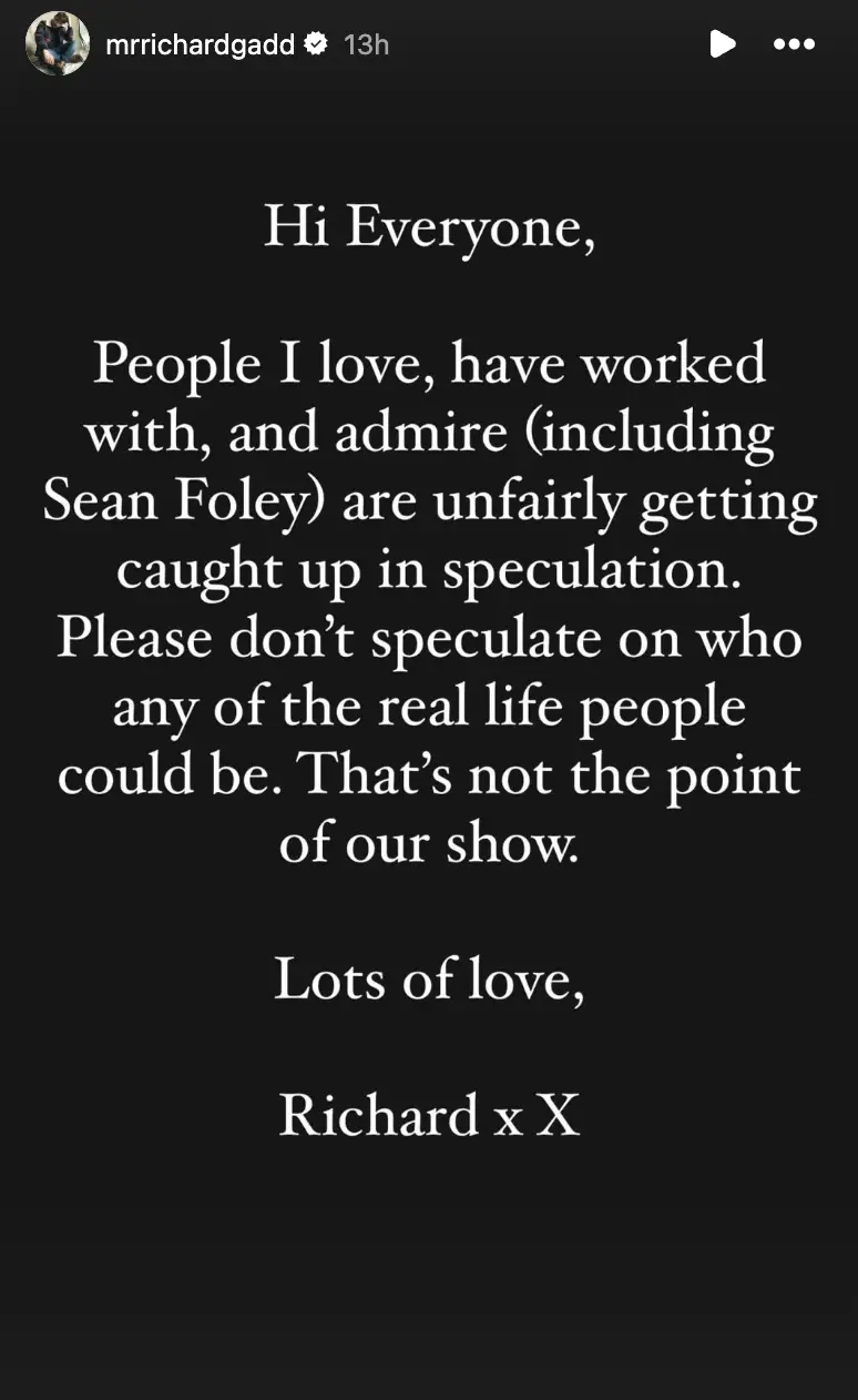 Richard posted his statement to Instagram. (Instagram/@mrrichardgadd)
