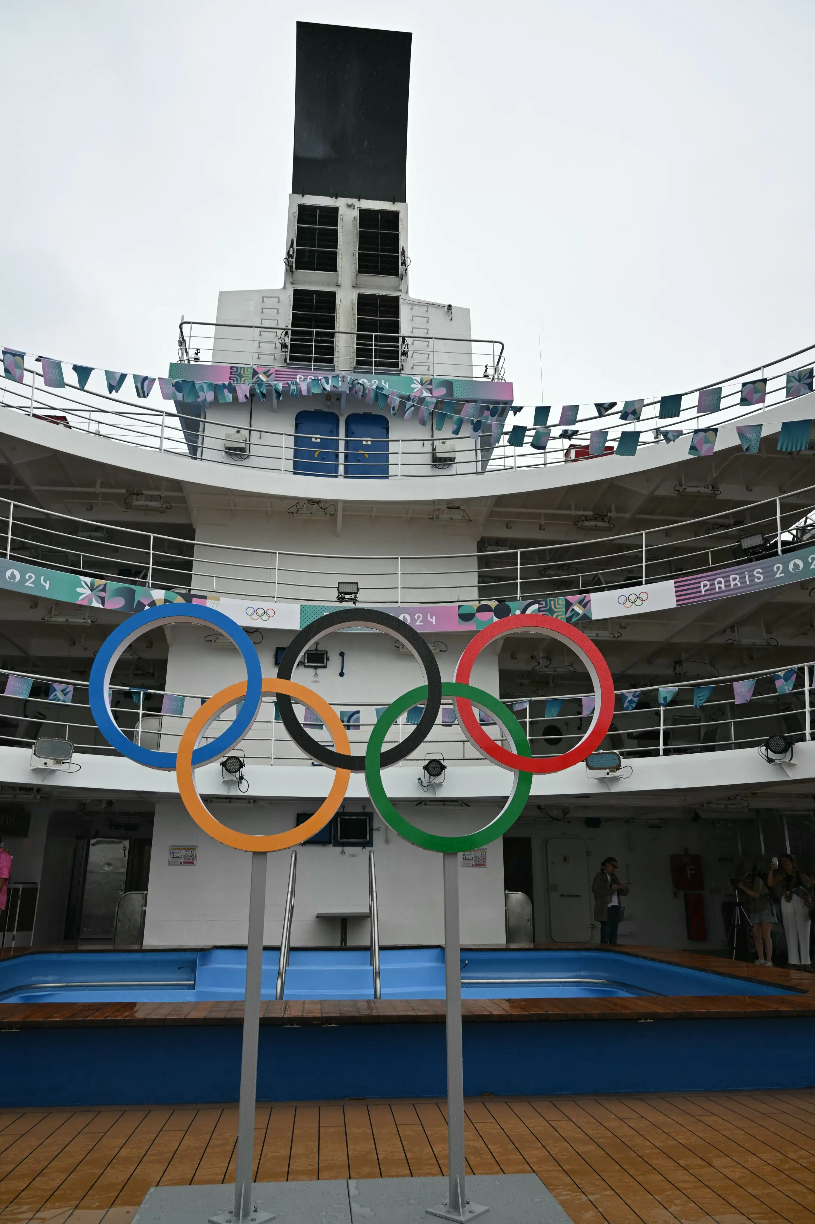 The ship has been fully kitted-out for the Olympics. (JEROME BROUILLET/AFP via Getty Images)