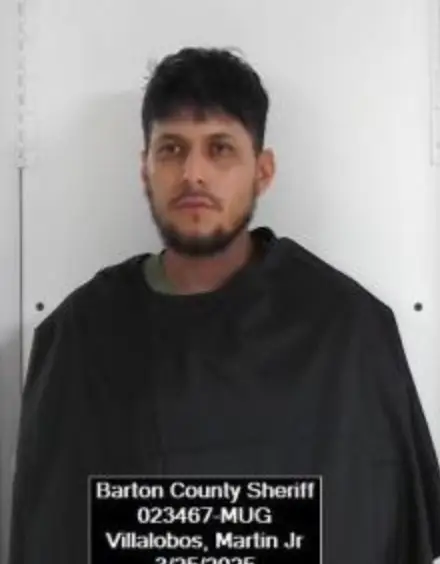 Martin Villalobos Junior was eventually arrested after fleeing the property (Barton County Sheriff's Office)