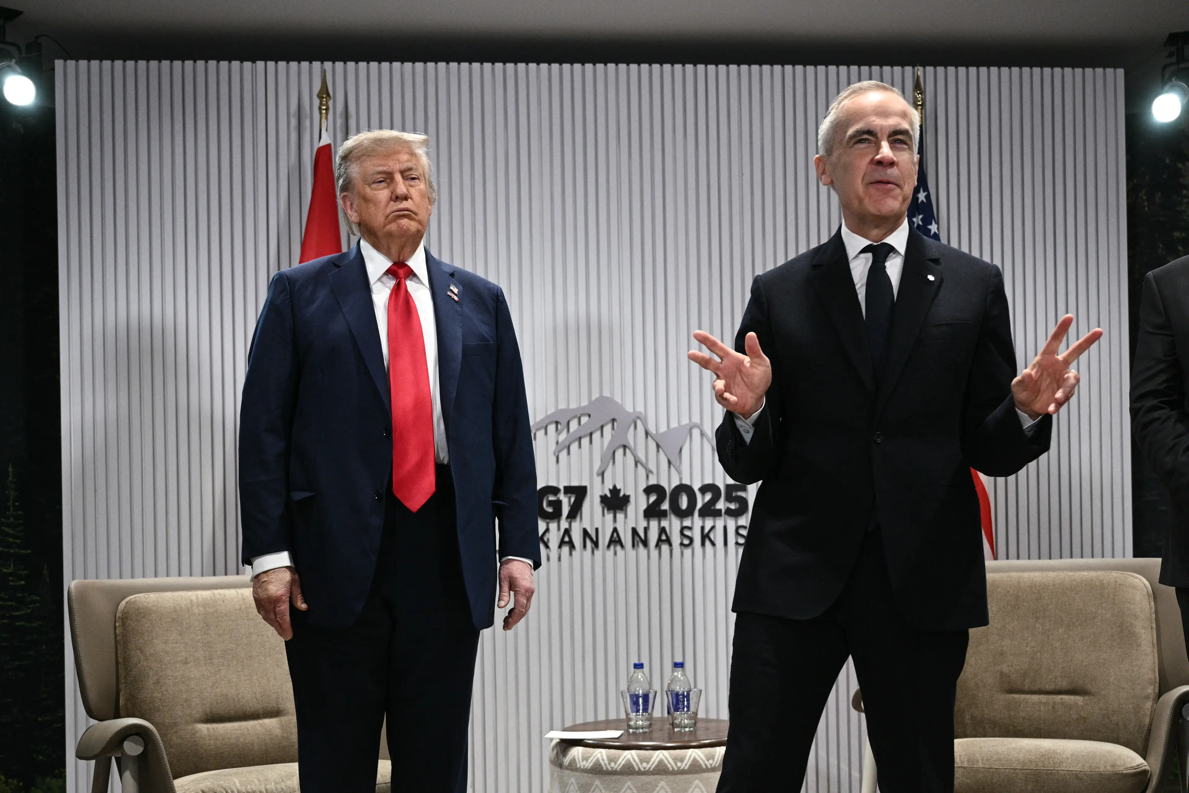 Trump was interrupted by Carney (BRENDAN SMIALOWSKI/AFP via Getty Images)