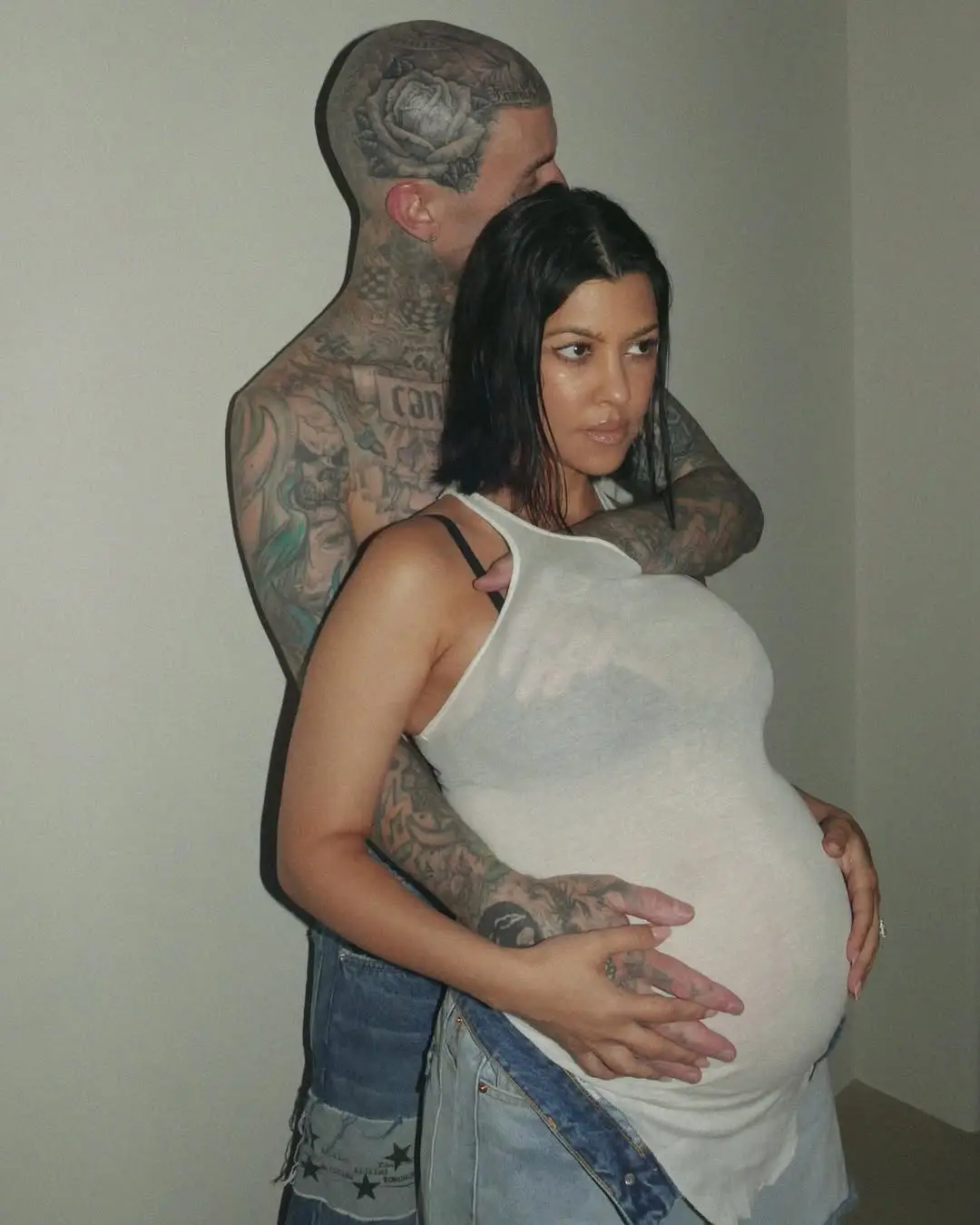 Despite the debunked claims, the reality star welcomed son Rocky with Travis Barker in 2023(Instagram/kourtneykardash)