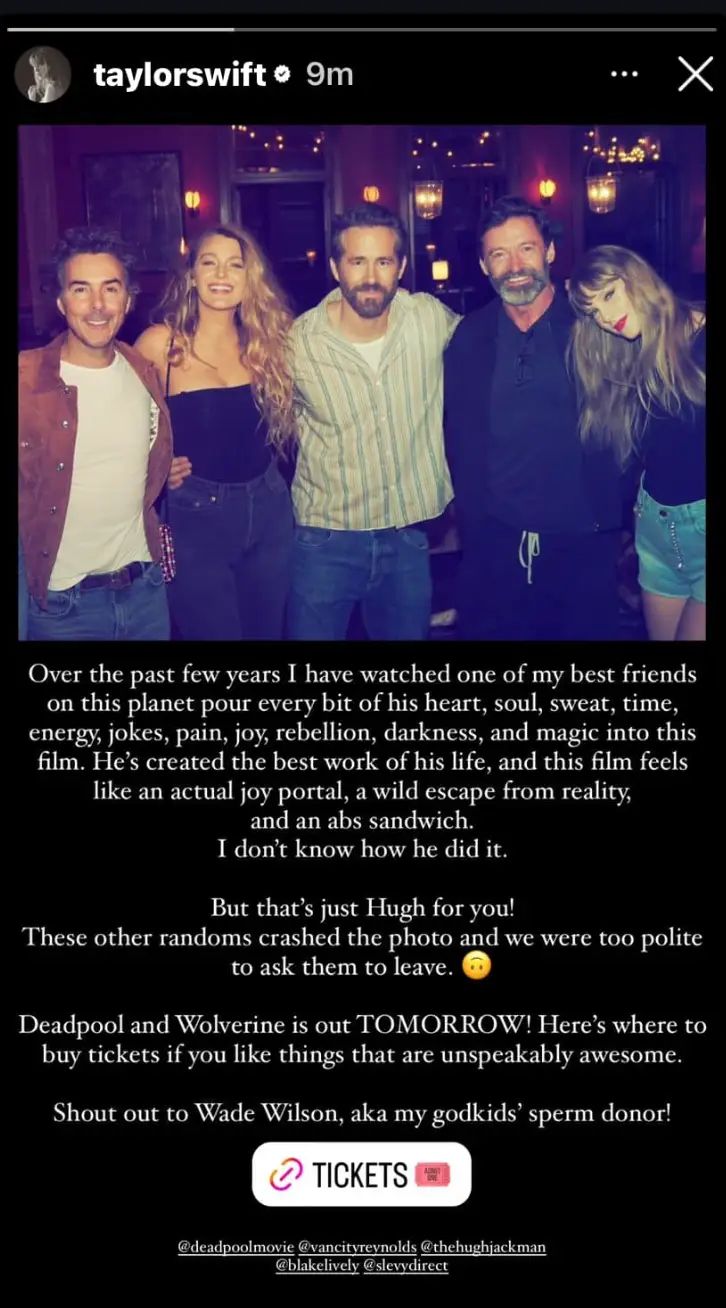 Taylor poked fun at the celebrity duo. (Instagram/@taylorswift)