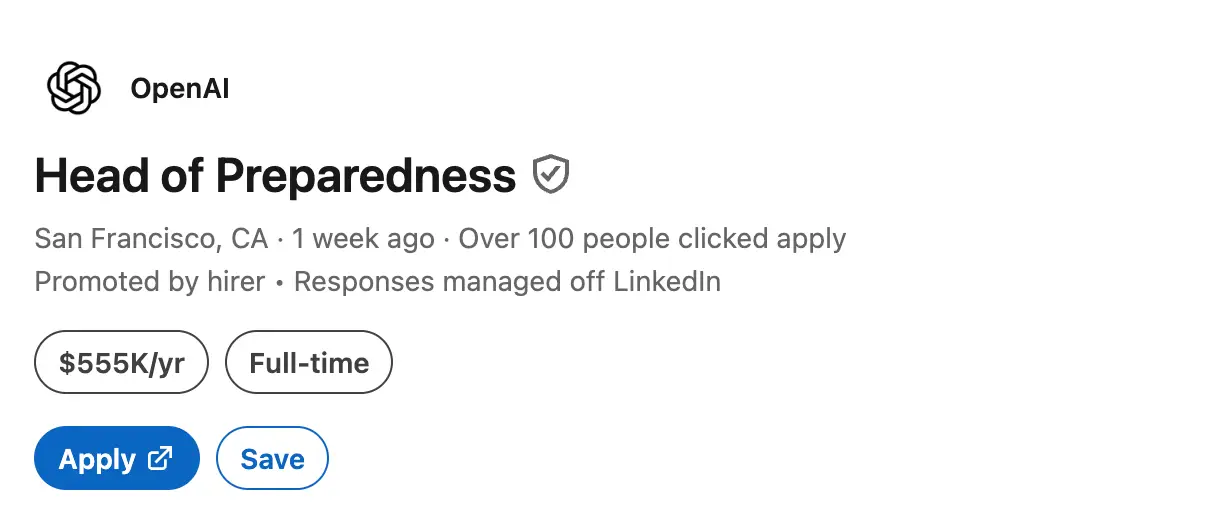 Altman warned the 'Head of Preparedness' role would be a 'stressful job' (LinkedIn)