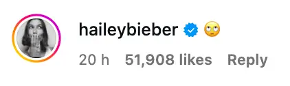 Hailey reacted with an 'eyeroll emoji' (Instagram/@lilbieber)