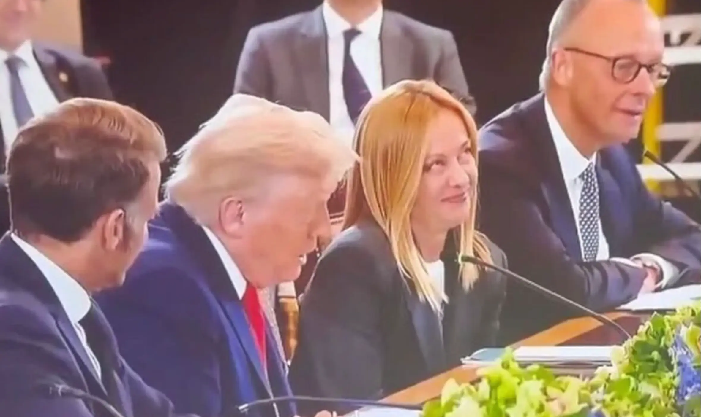 A heated debate broke out online regarding Meloni's alleged 'eye roll' during Monday's meeting (CNN)