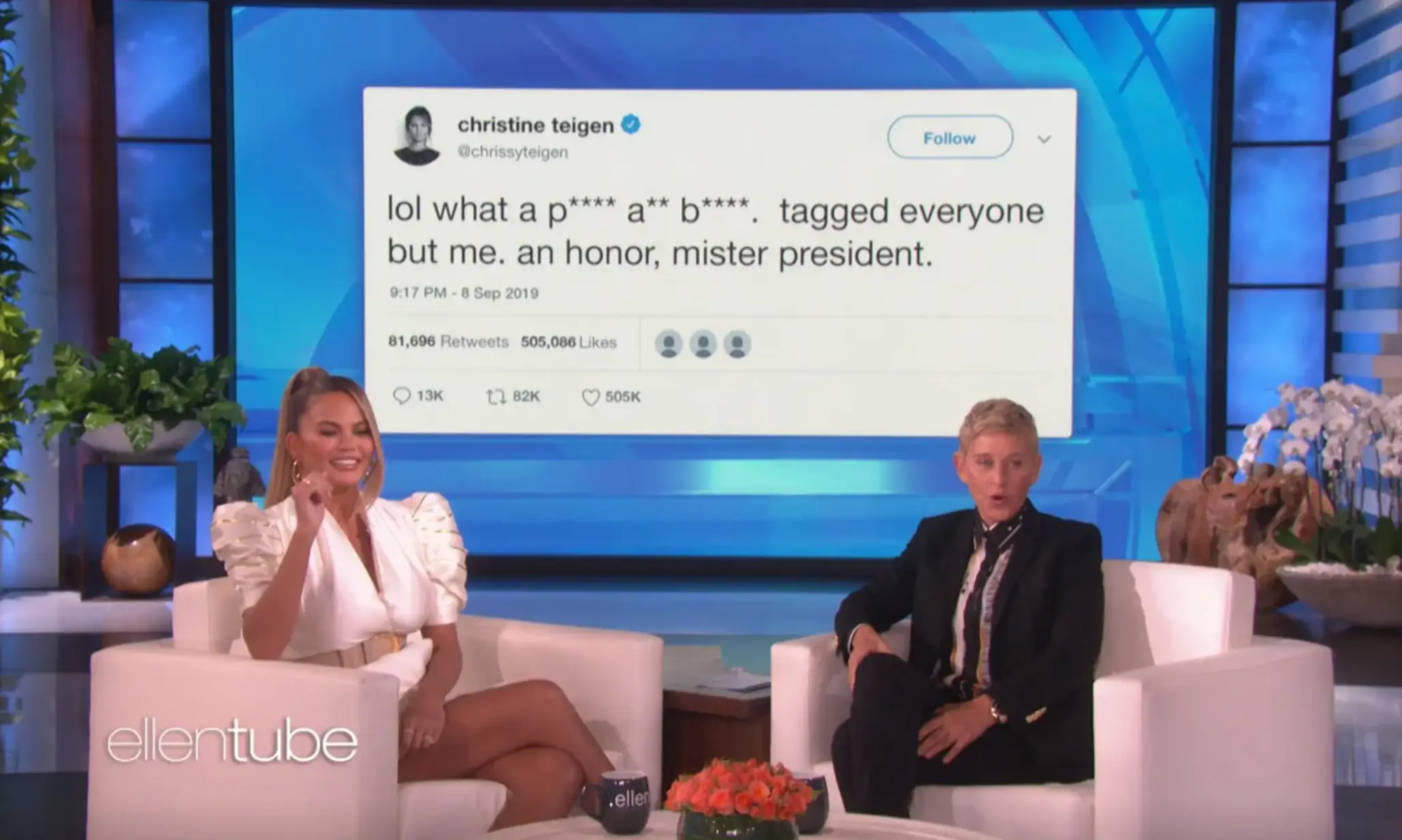 Chrissy Teigen and Donald Trump sparred publicly via X (YouTube/The Ellen Show)