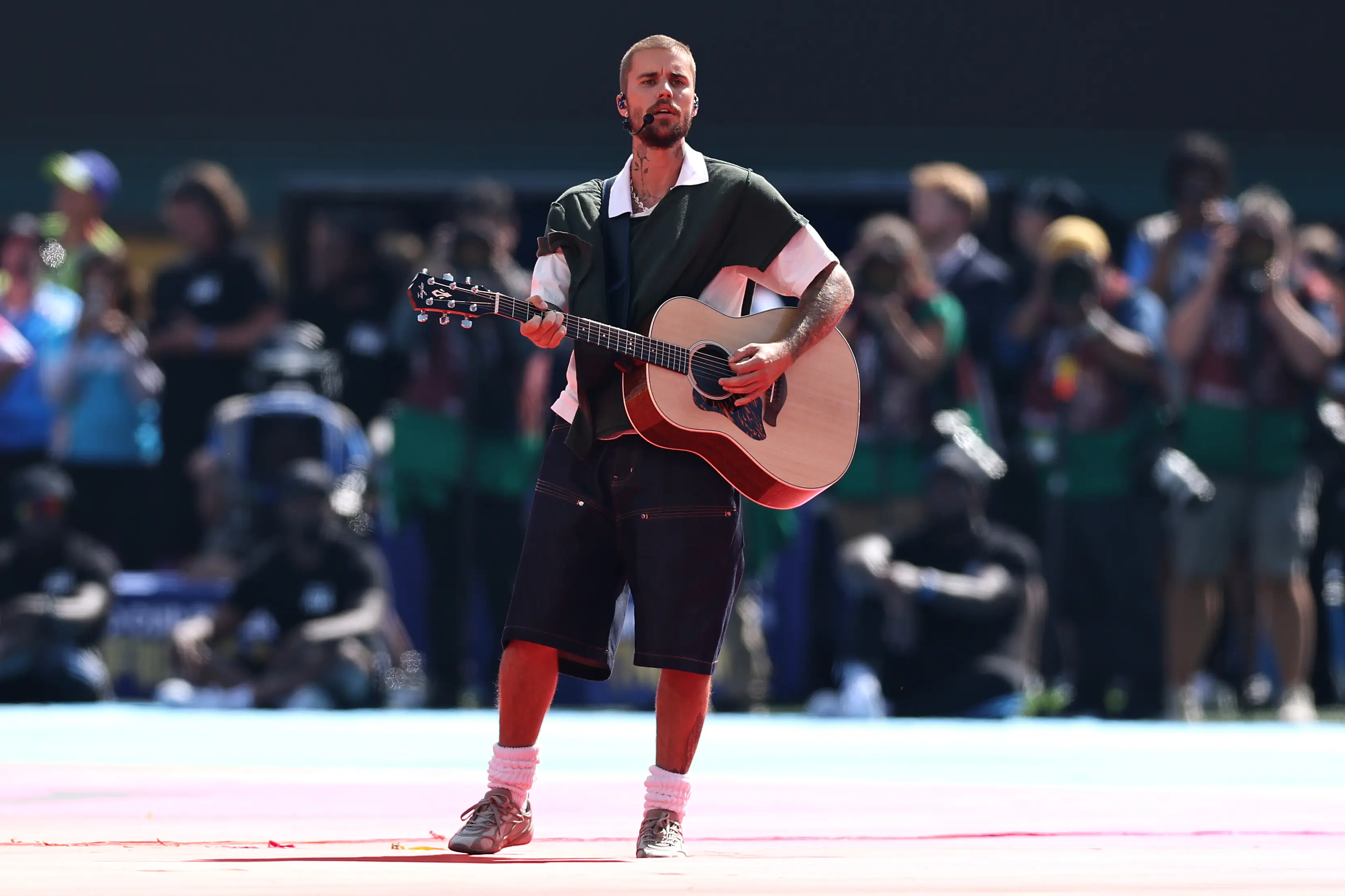 Bieber performed 'Everything Hallelujah' (Buda Mendes/Getty Images)