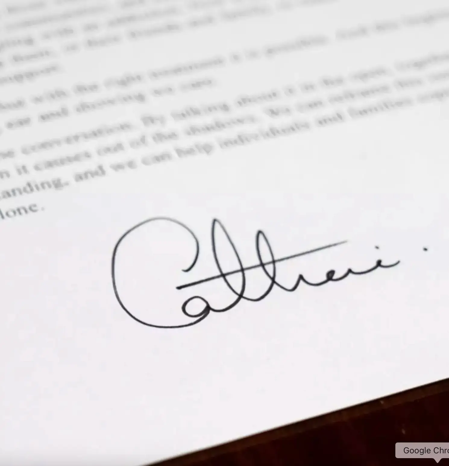 Kate Middleton's rarely-seen signature was spotted on a letter she recently shared to social media (Instagram/@princeandprincessofwales)