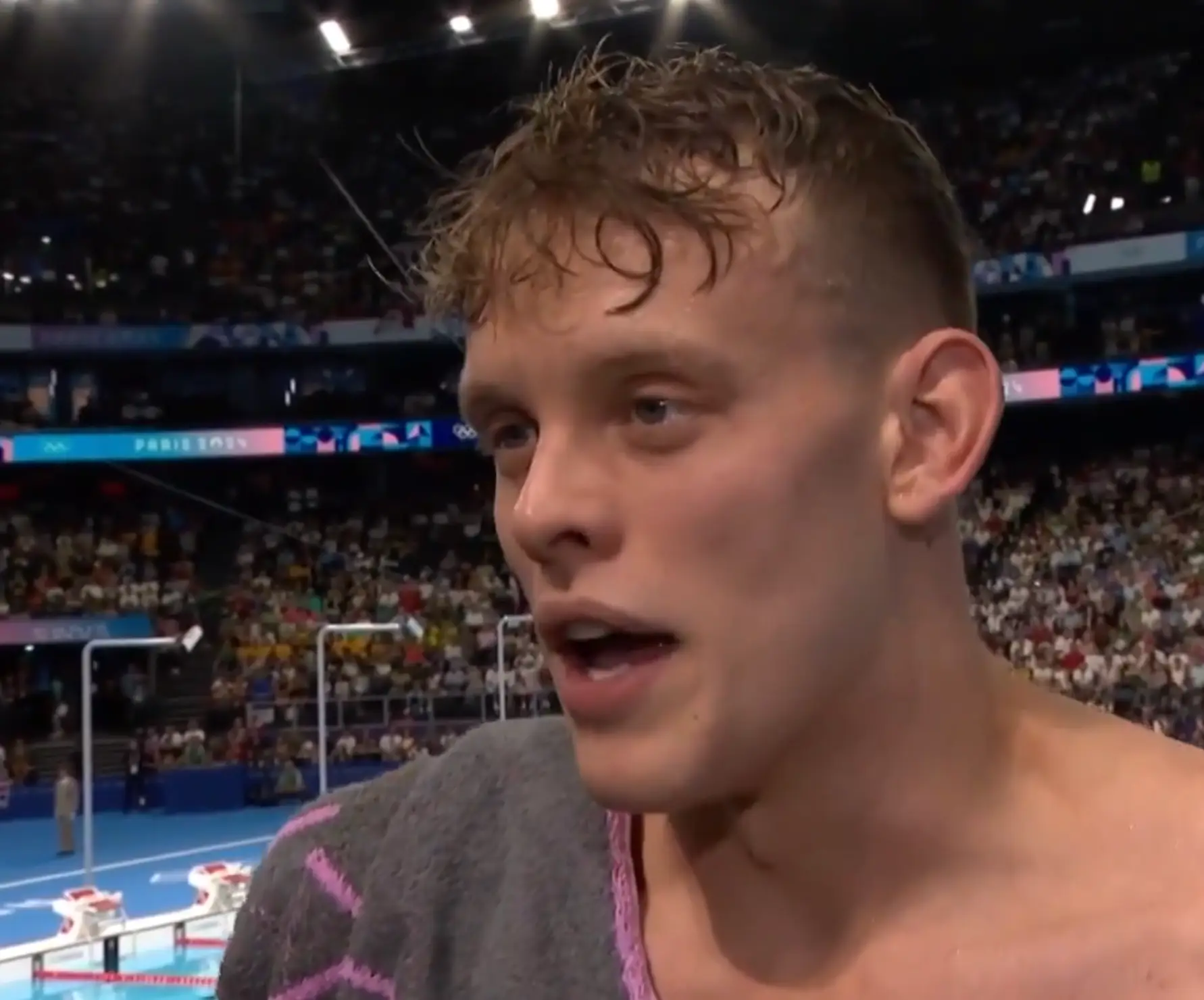 The 21-year-old swimmer opened up about the 'excruciatingly frustrating' finish. (X/@BBCSport)