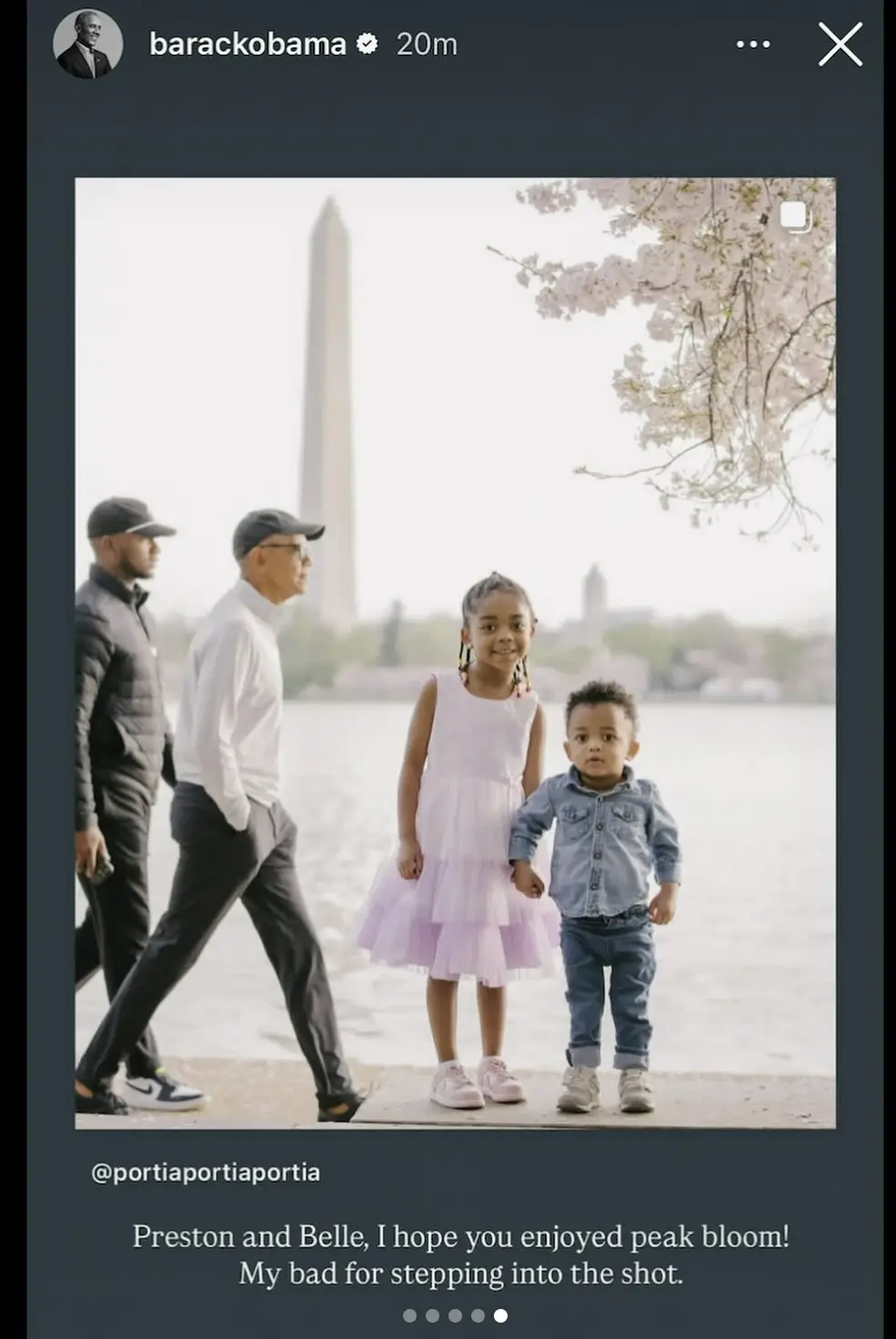 Obama shared the snap on his Instagram story with an apology, which a delighted Brianna shared (Instagram/briannainnellphotography)