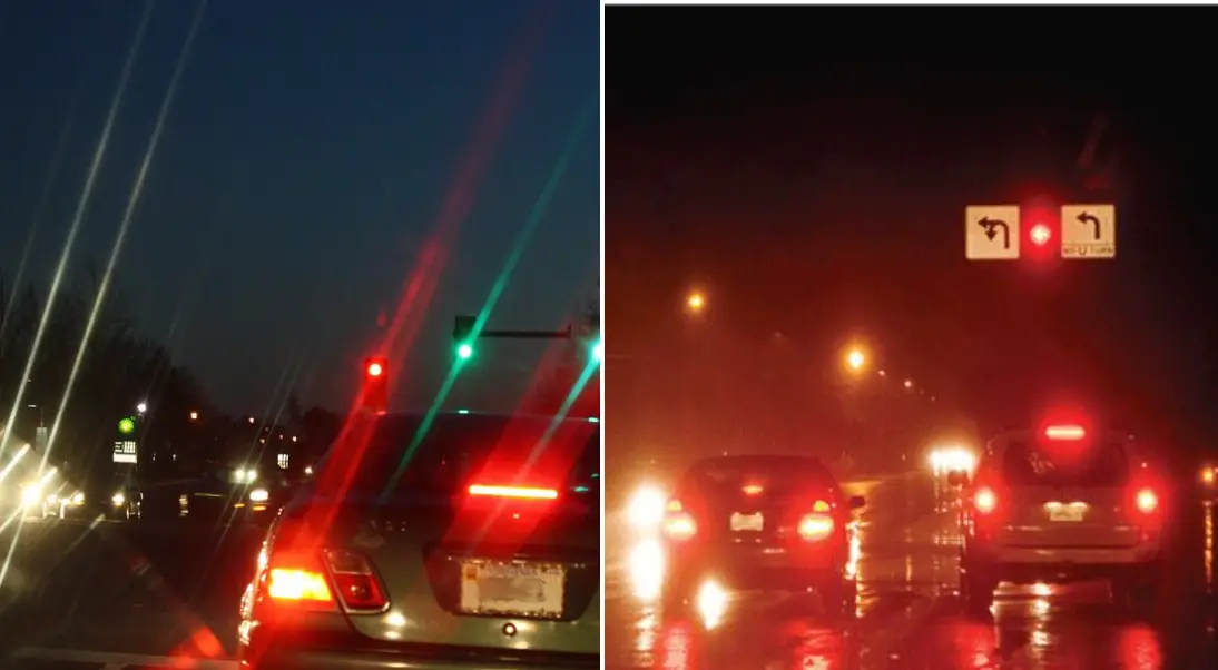 Ever experienced vision like the picture on the left? (Twitter/@EditorColeTrain)