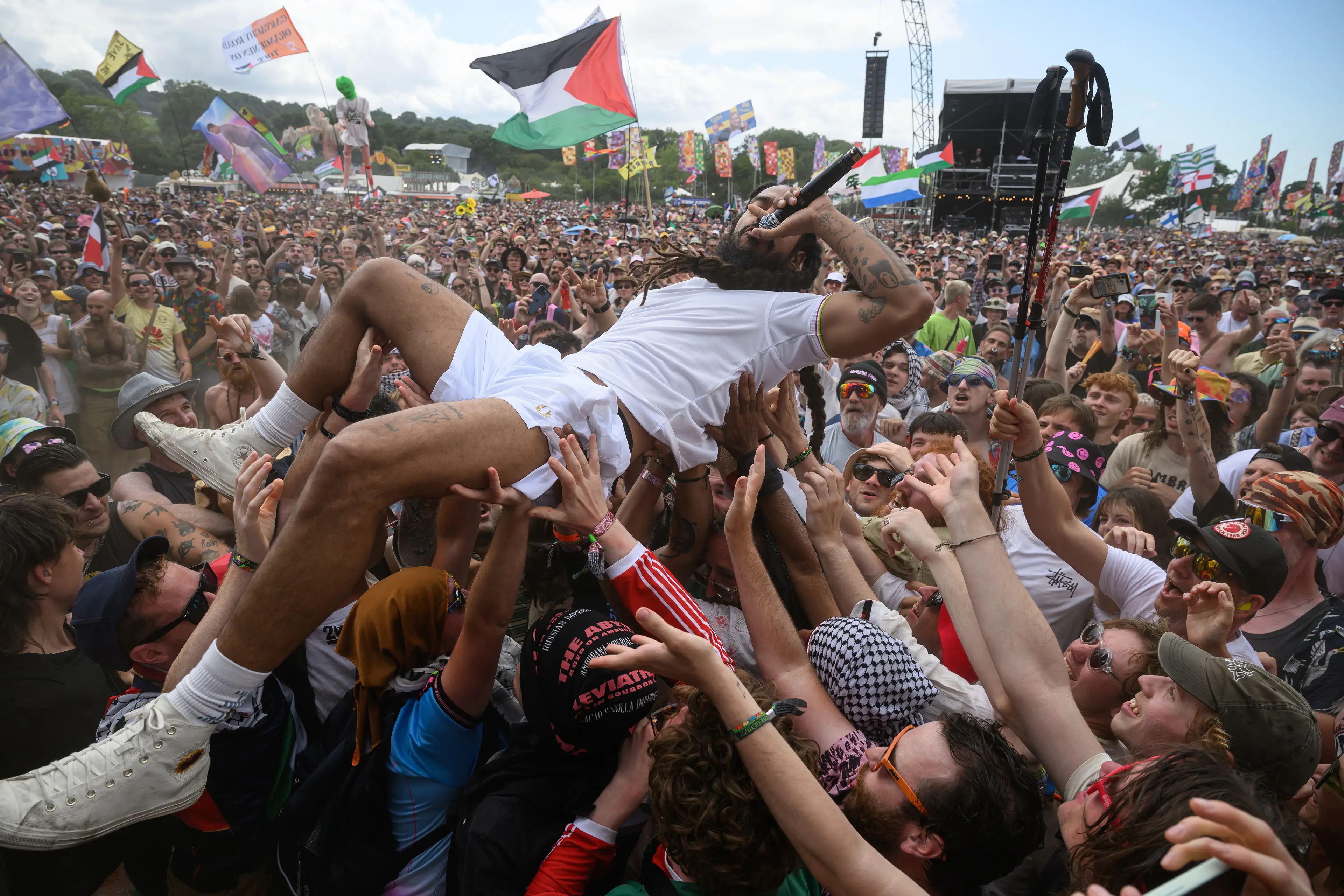 Glastonbury organisers have slammed Bobby Vylan for his comments. (Kieran Frost/Redferns)