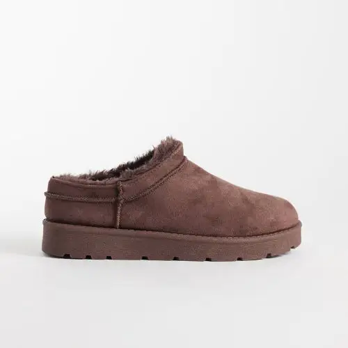 ASOS SEQWL Cosy Micro Boots in Chocolate Brown