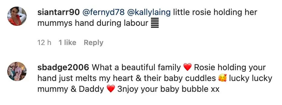 Sam shared that she even allowed her two other children, Rosie, four, and Paul, six, to be present when their youngest sibling arrived (Instagram).