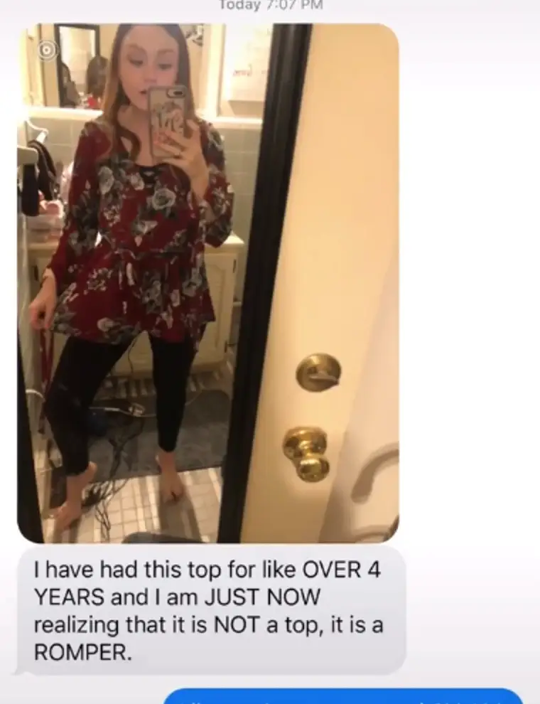 Madison was clueless her top was actually a jumpsuit.