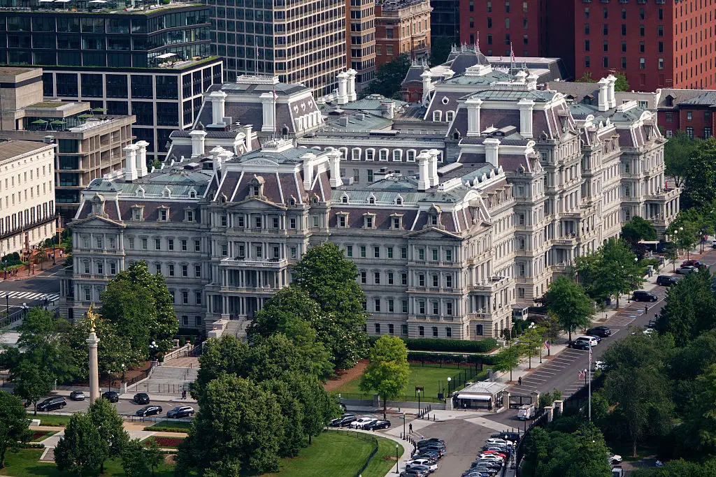 The building is currently a grey colour and Trump wants to give it a lick of white paint (Kevin Carter/Getty Images)