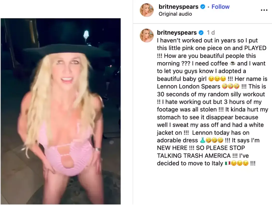 You can read Britney's caption in full here (Instagram/britneyspears)