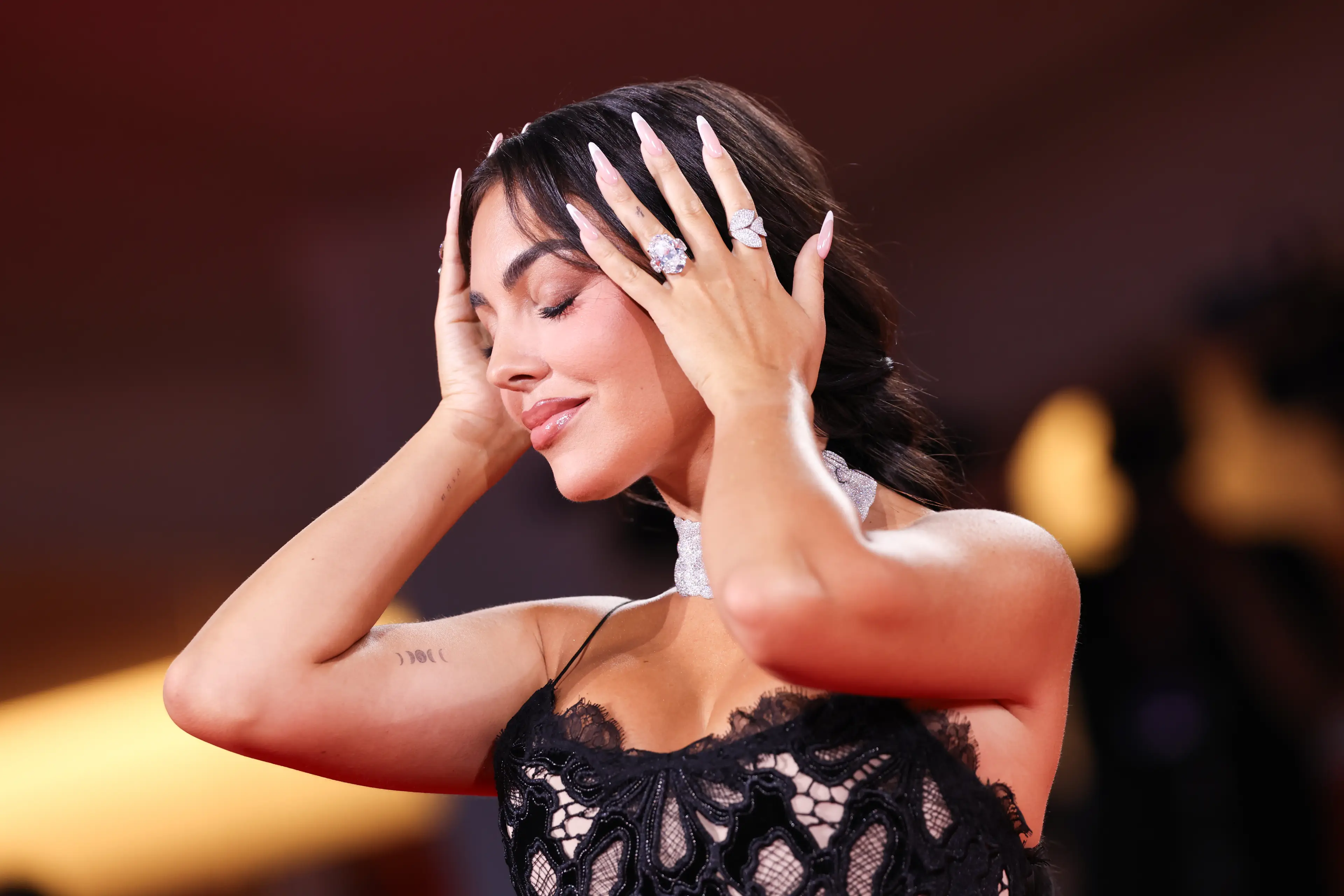 The model was seen flaunting her massive ring at the Venice International Film Festival (Stefania D'Alessandro/WireImage)