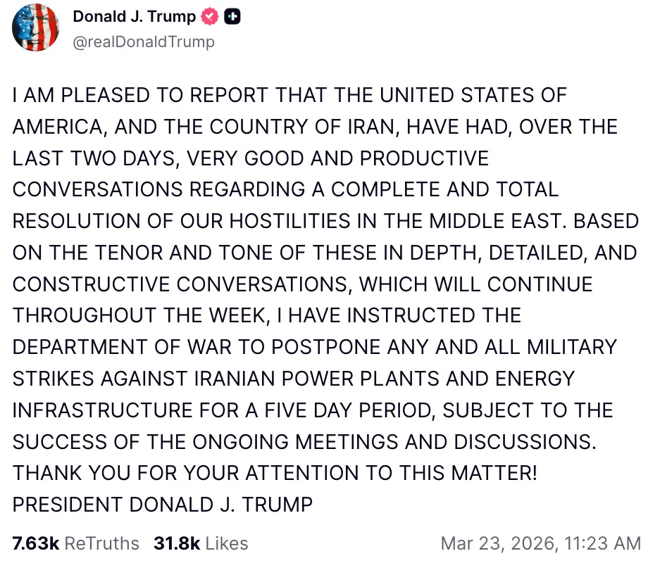 Trump's later statement included some amendments (Truth Social)