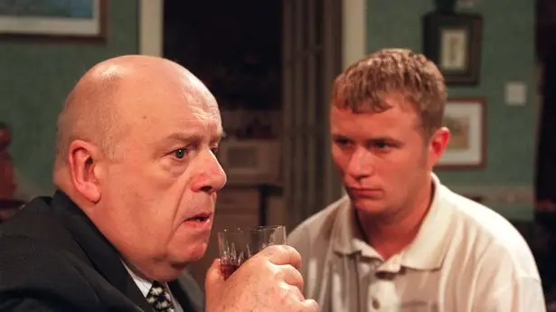 Fred (Savident) and his son Ashley (Arnold) on the Cobbles.