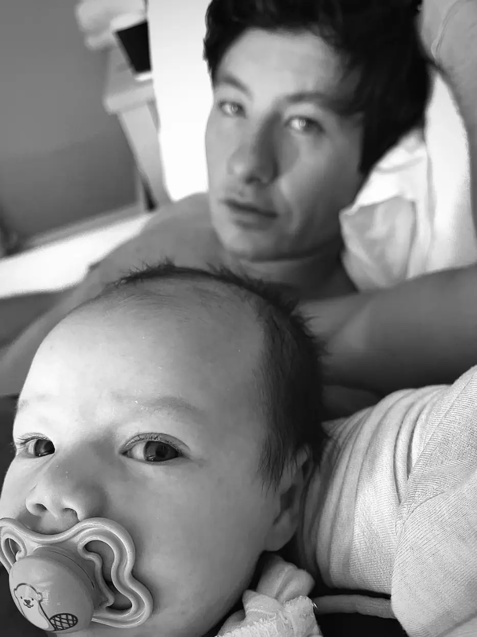Keoghan with son Brando.