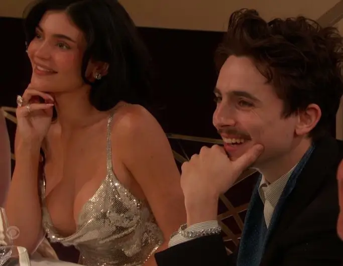 Kylie Jenner and Timothée Chalamet at the Golden Globe Awards 2025 (CBS)
