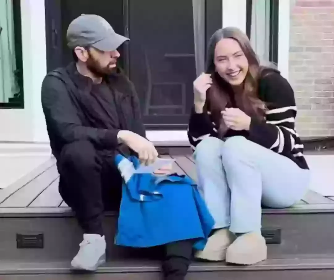 Eminem appeared in a state of shock when Hailie announced her pregnancy (YouTube/Eminem/Shady Records)