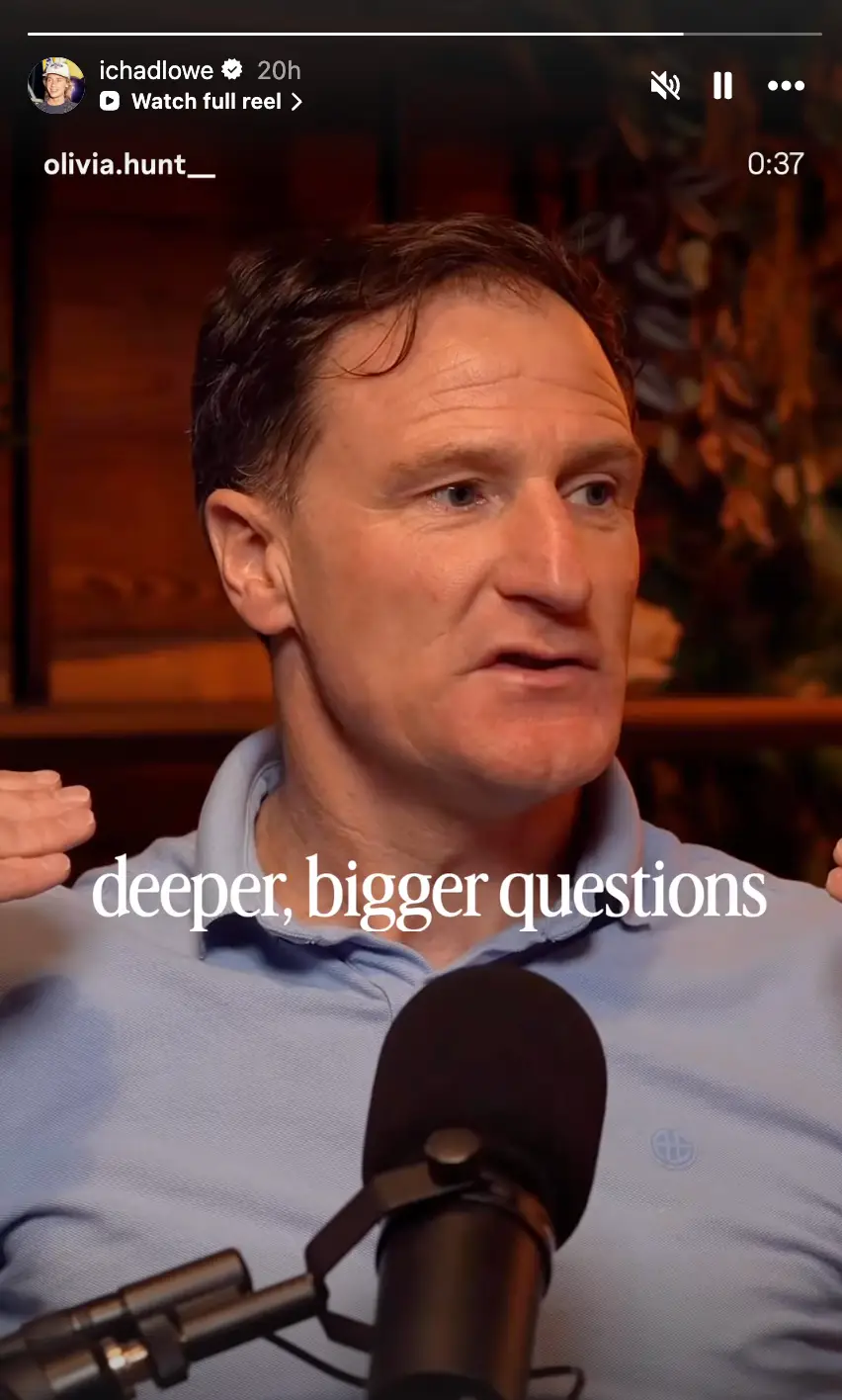 Lowe's post featured a clip of Irish author Gerry Hussey (Instagram/@ichadlowe/Olivia Hunt/On Healing)