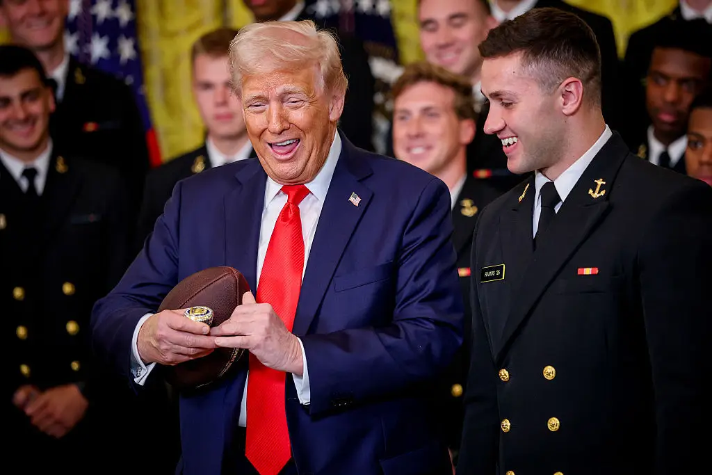 Trump previously said bruising was caused by shaking hands with others (Win McNamee/Getty Images)