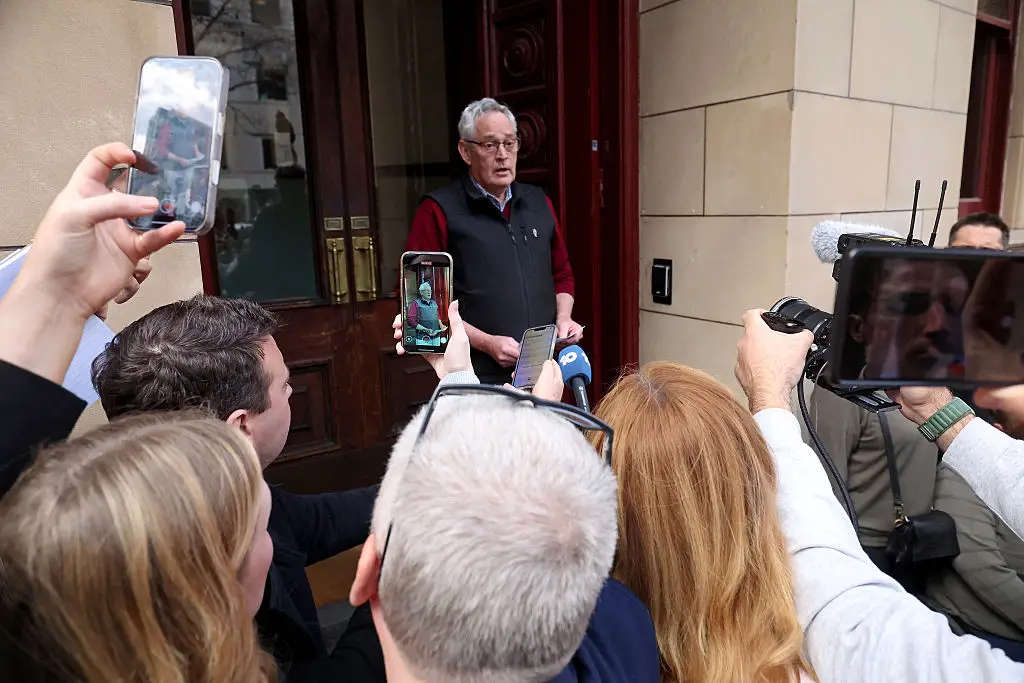 Ian Wilkinson spoke outside the court today and thanked those who had supported him (MARTIN KEEP/Getty Images)