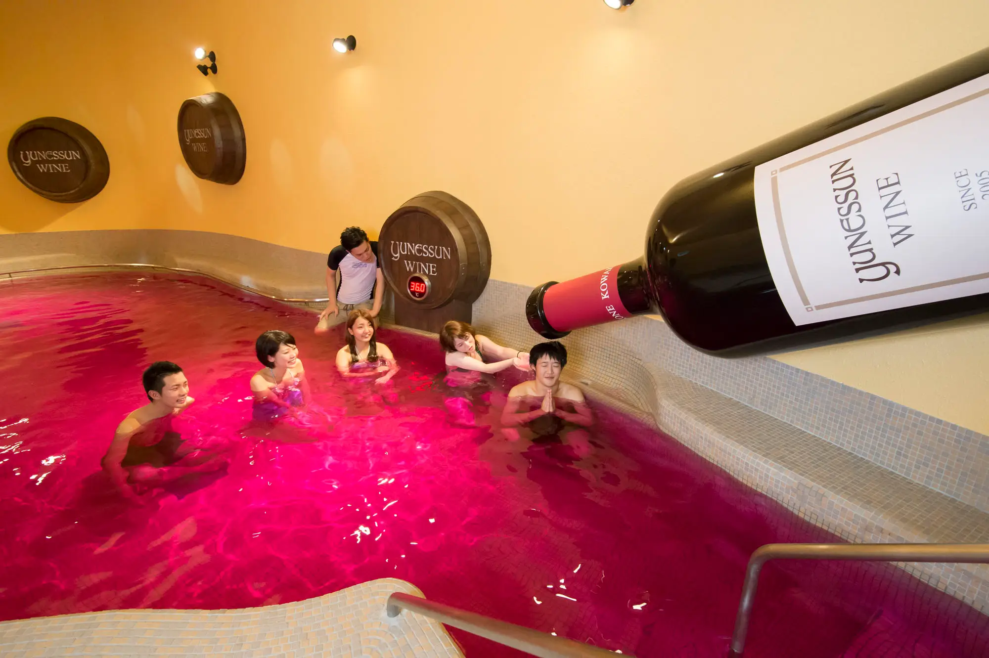 At tge Yunessun Spa Resort in Japan, you can swim in red wine.